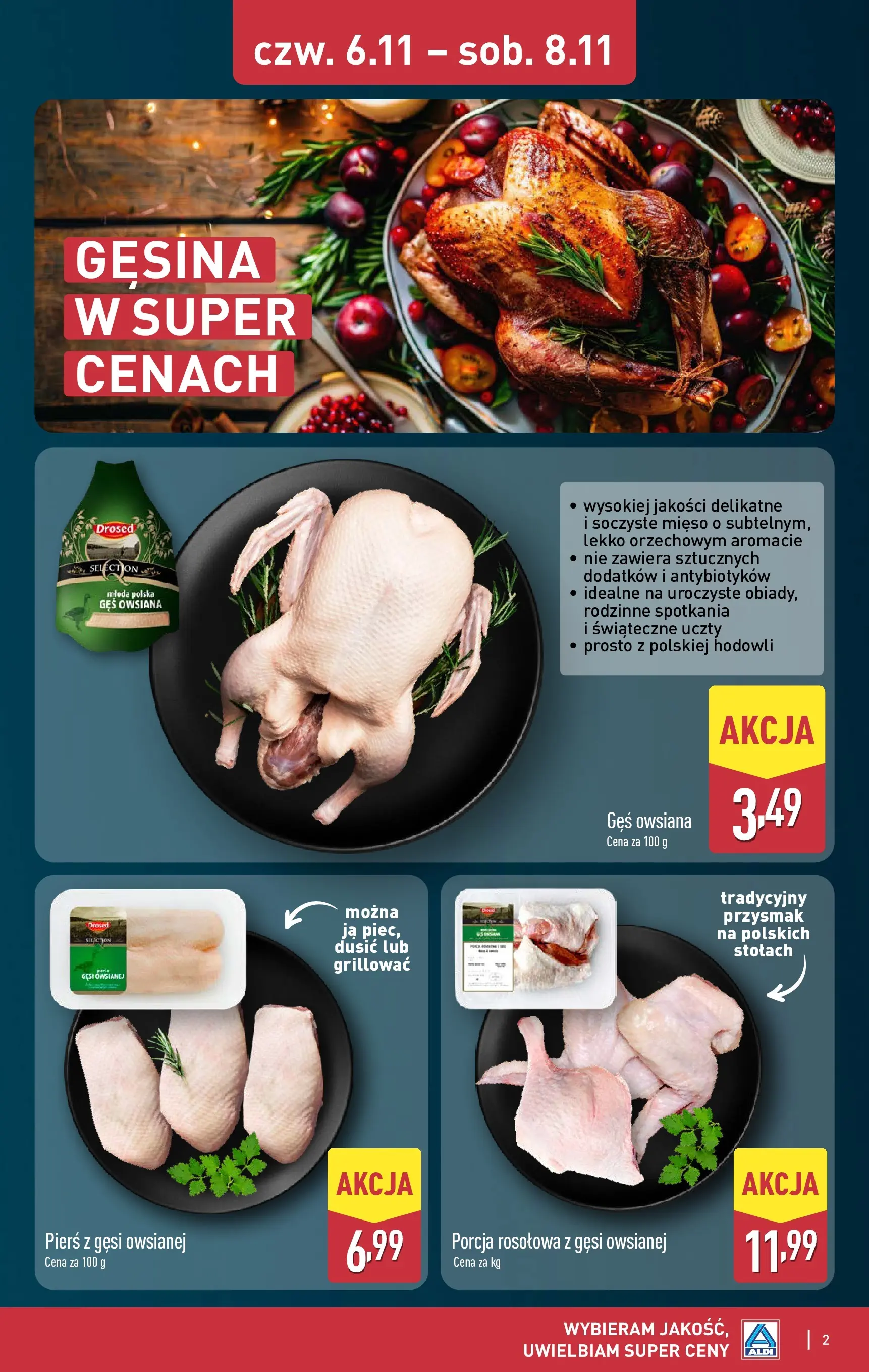 Aldi Gazetka - Oferta na św. Marcina od 03.11.2025 - Ulotka PDF, promocje | Strona: 2 | Produkty: Mięso, Gęś owsiana, Gęś, Owsiana