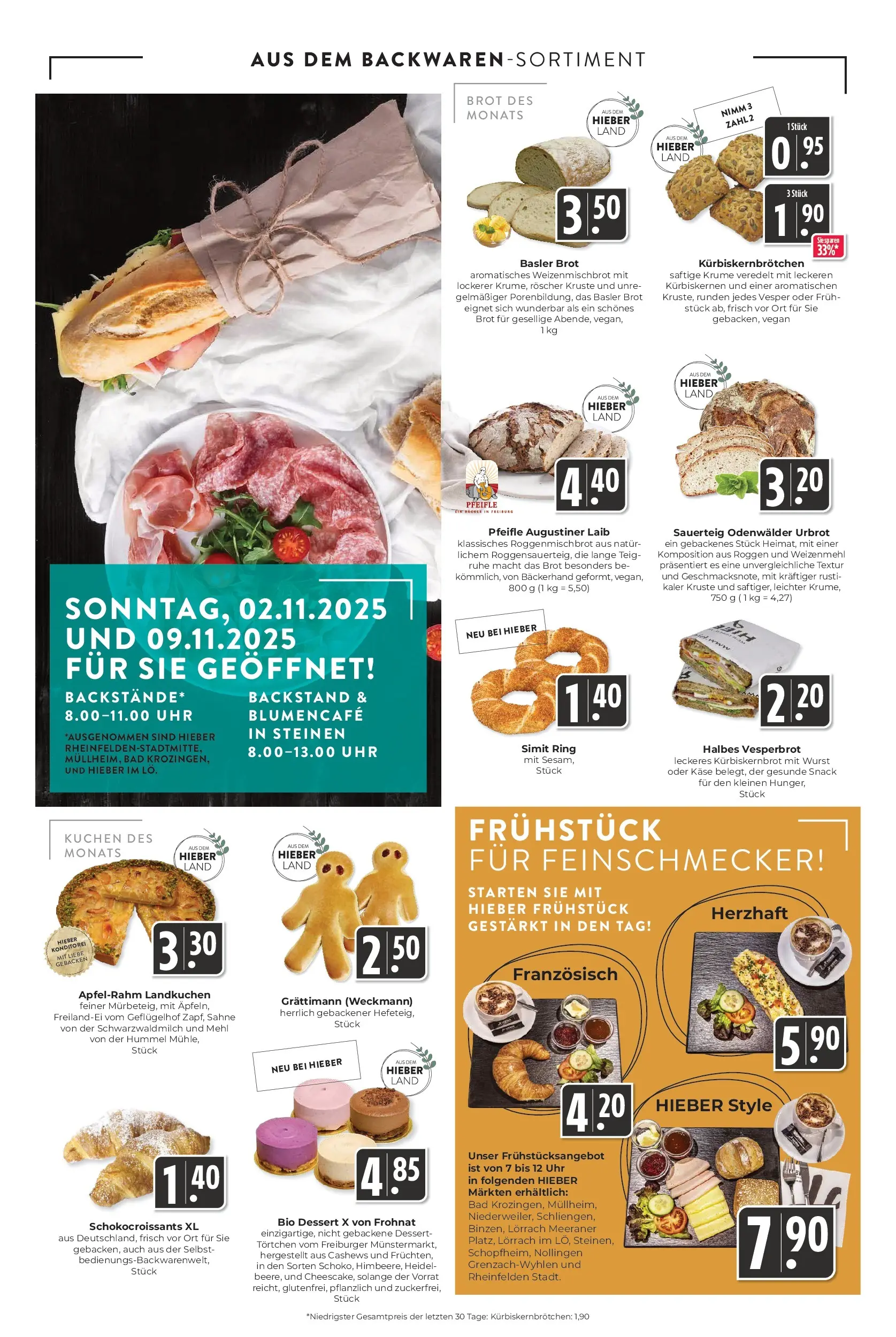 Entdecke - Hieber's Frischecenter: Meine Woche (ab 02.11.2025) zum Blättern | Seite: 6 | Produkte: Mehl, Käse, Brot, Kuchen