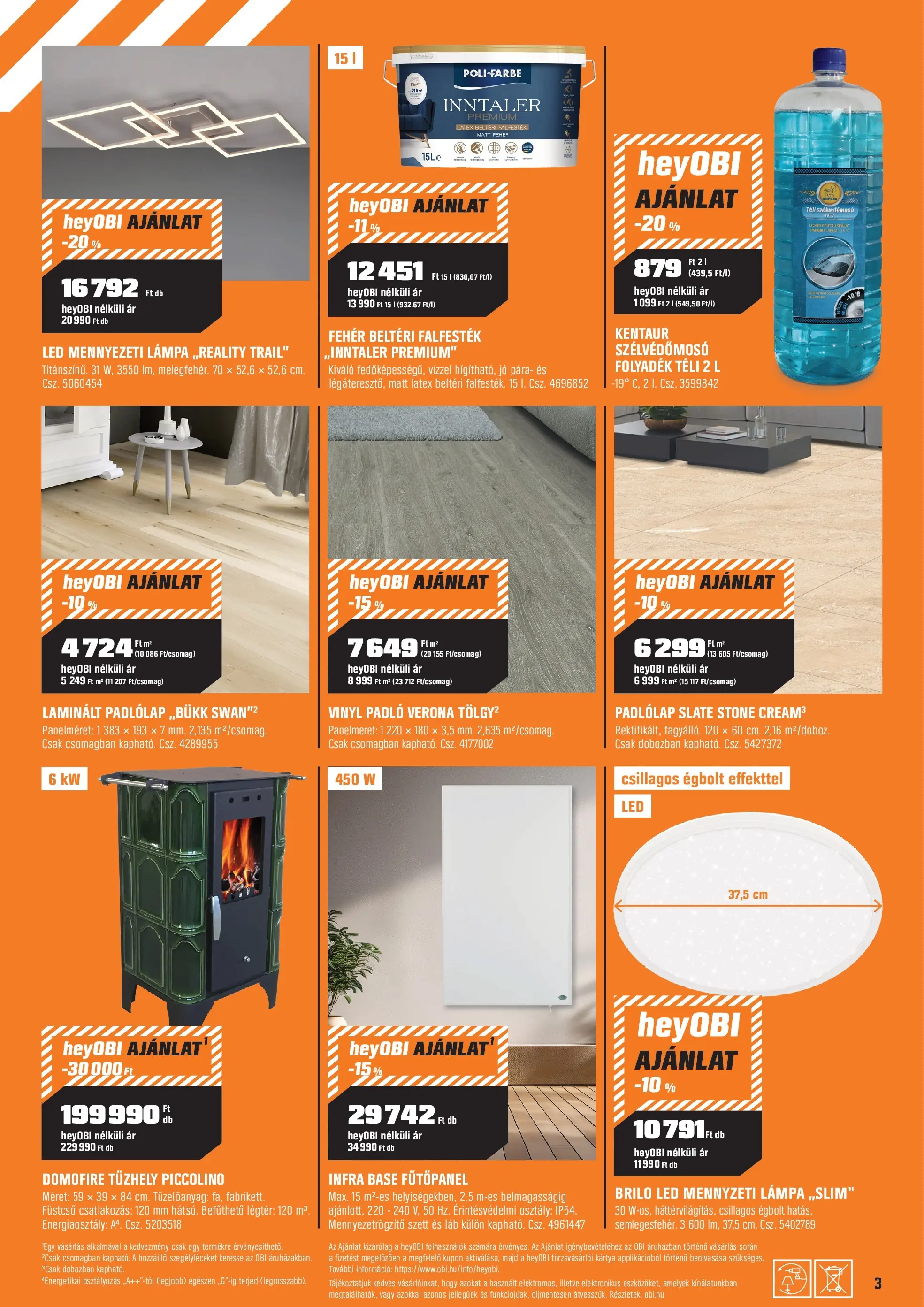 OBI - OBI újság érvényessége 2025.11.30-ig - 2025.11.04. -tól/töl > akció, lapozható szórólap 🛍️ | Oldal: 3 | Termékek: Mennyezeti lámpa, Padlólap, Tűzhely, Vinyl padló