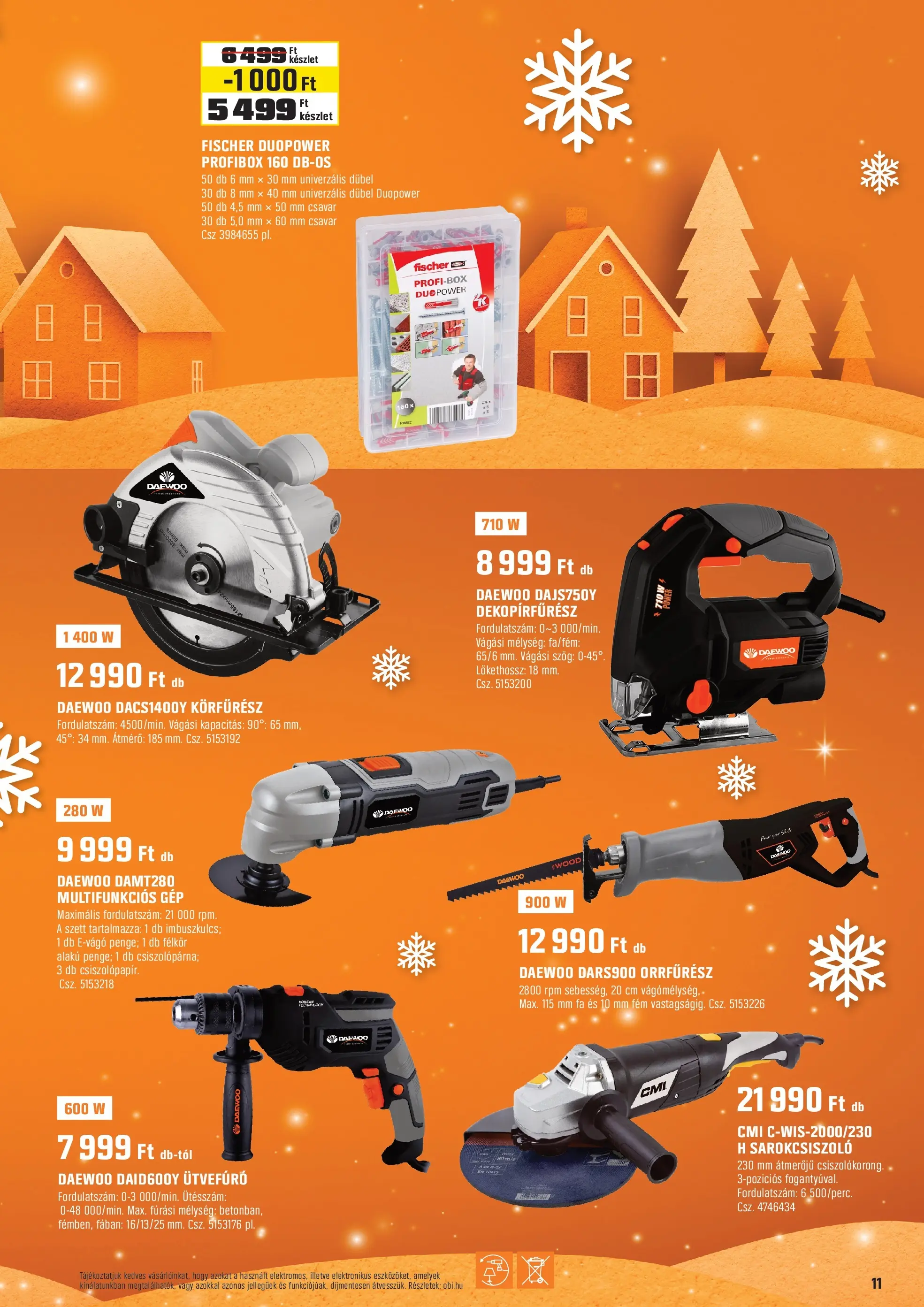 OBI - OBI újság érvényessége 2025.11.30-ig - 2025.11.04. -tól/töl > akció, lapozható szórólap 🛍️ | Oldal: 11 | Termékek: Ütvefúró, Körfűrész, Dekopírfűrész, Csavar