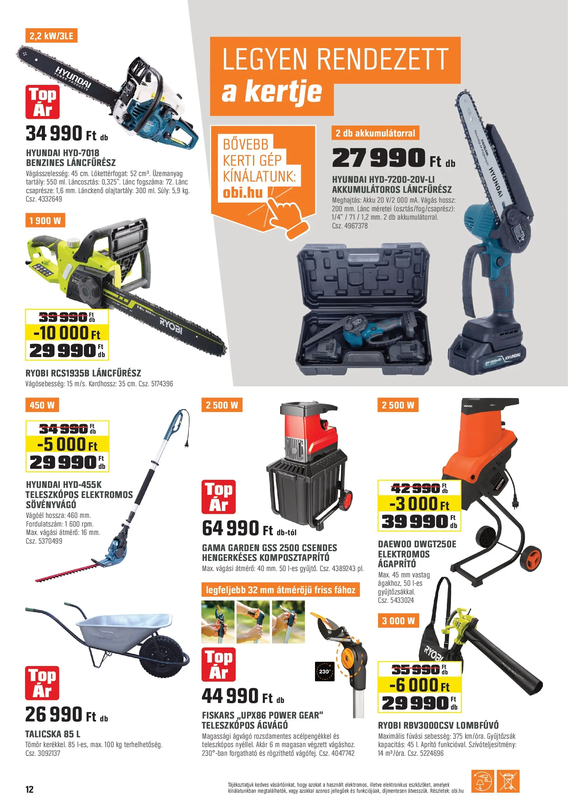 OBI - OBI újság érvényessége 2025.11.30-ig - 2025.11.04. -tól/töl > akció, lapozható szórólap 🛍️ | Oldal: 12 | Termékek: Magassági ágvágó, Aprító, Sövényvágó, Komposztaprító