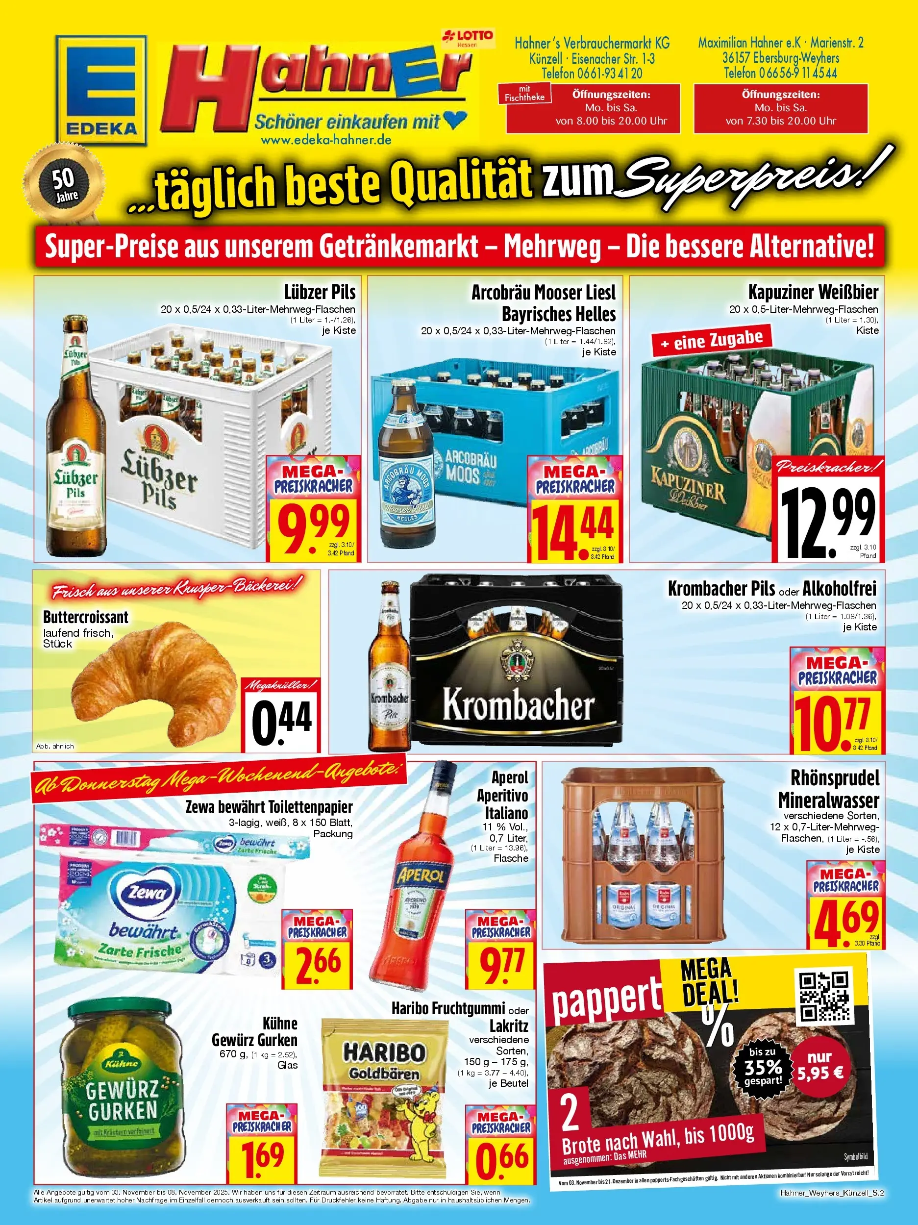Entdecke - Edeka Hahner: Wochenangebote (ab 02.11.2025) zum Blättern | Seite: 2 | Produkte: Pils, Lubzer, Telefon, Uhr