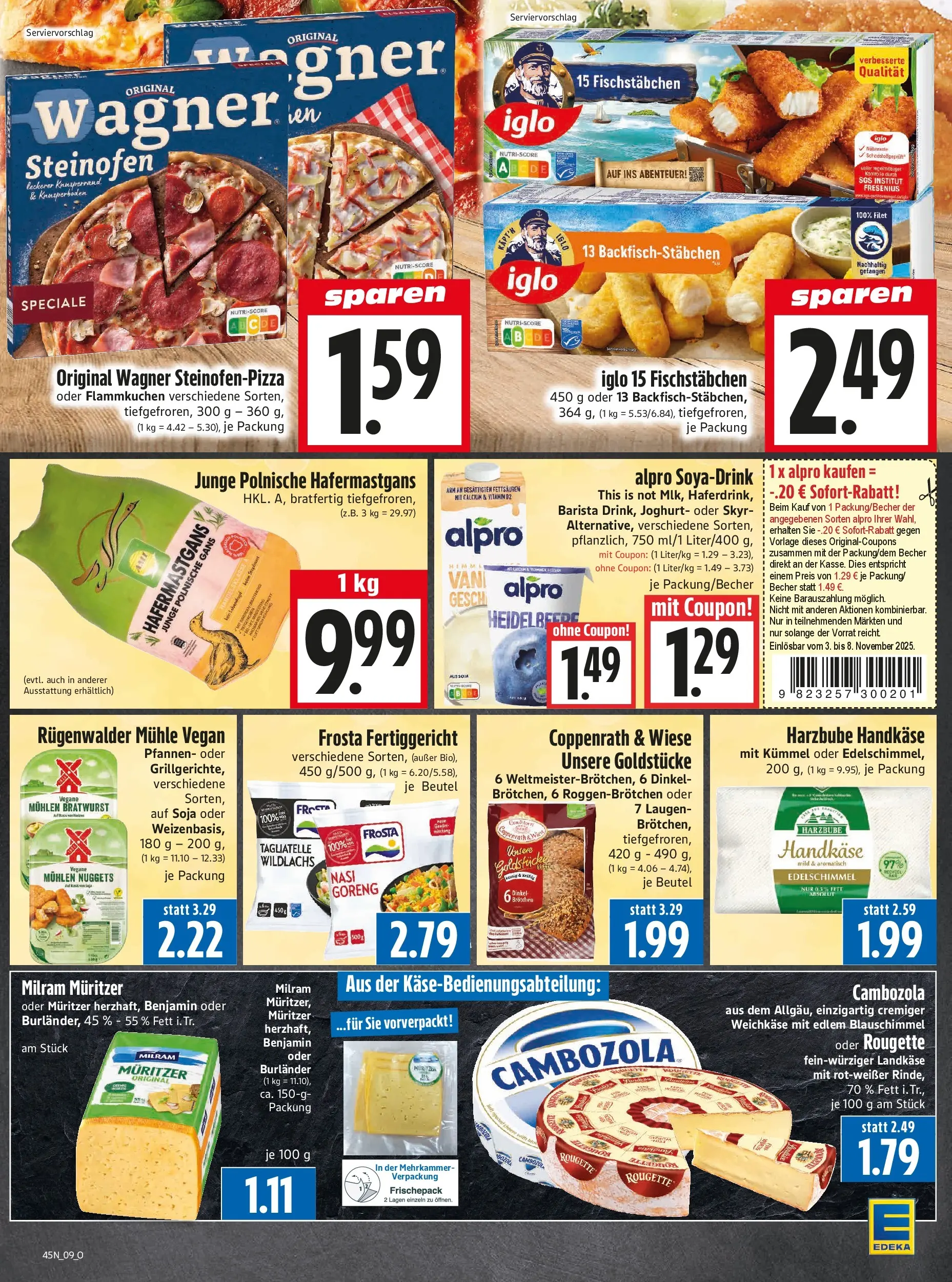 Entdecke - Edeka Hahner: Wochenangebote (ab 02.11.2025) zum Blättern | Seite: 8 | Produkte: Joghurt, Bratwurst, Alpro, Fischstabchen