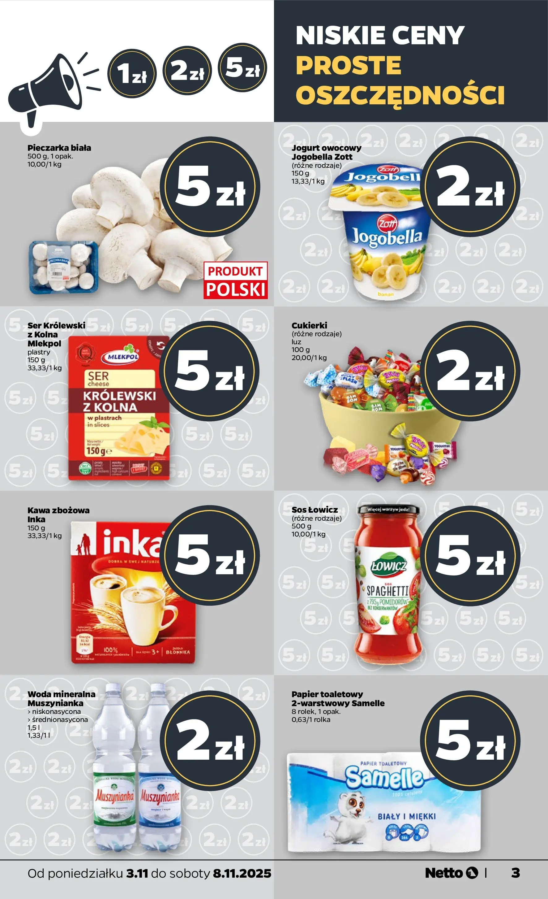 Netto gazetka - Spożywcza od 03.11.2025 - Aktualne promocje | Strona: 3 | Produkty: Papier toaletowy, Ser, Cukierki, Woda