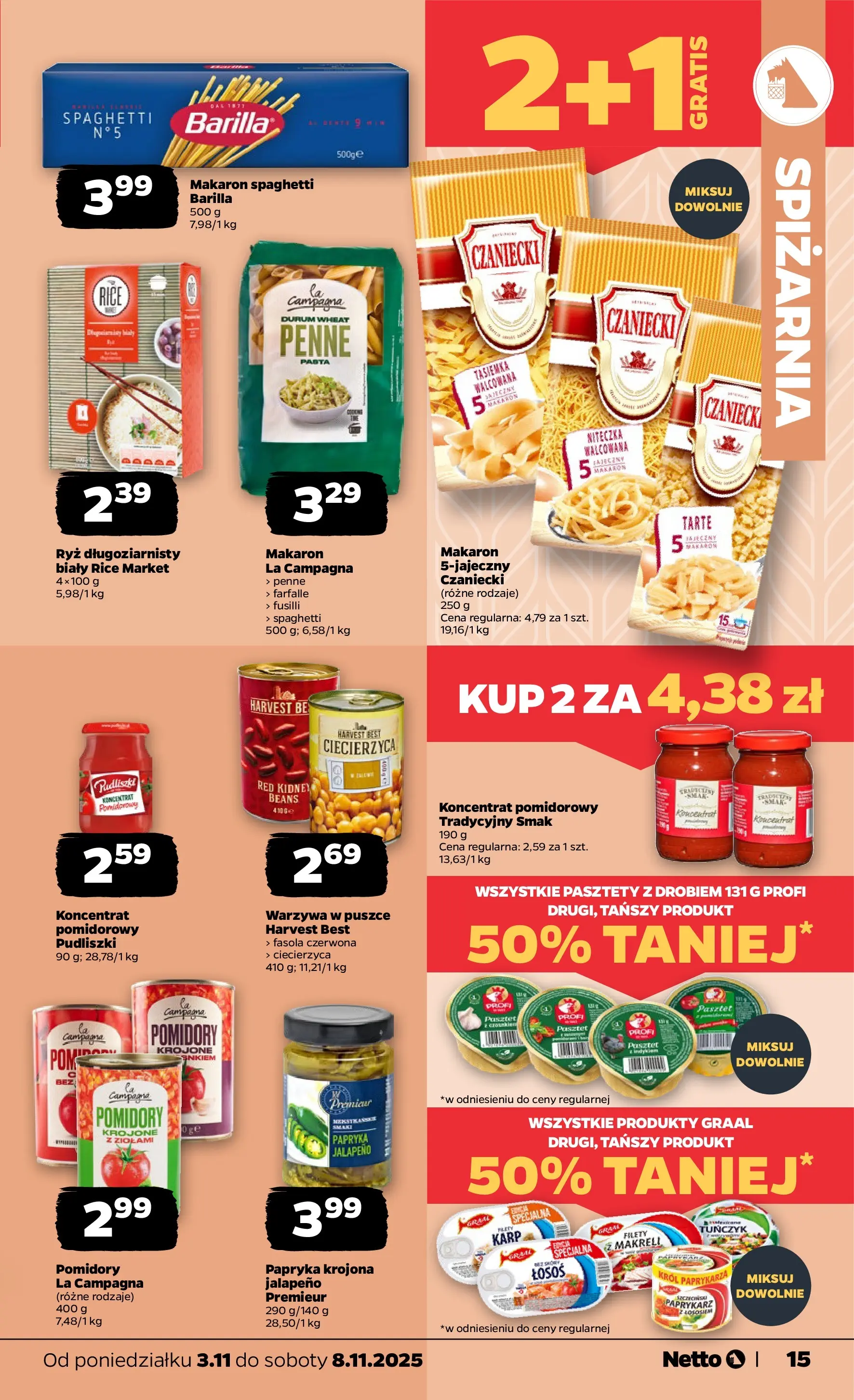 Netto gazetka - Spożywcza od 03.11.2025 - Aktualne promocje | Strona: 15 | Produkty: Ciecierzyca, Tuńczyk, Pomidory, Warzywa