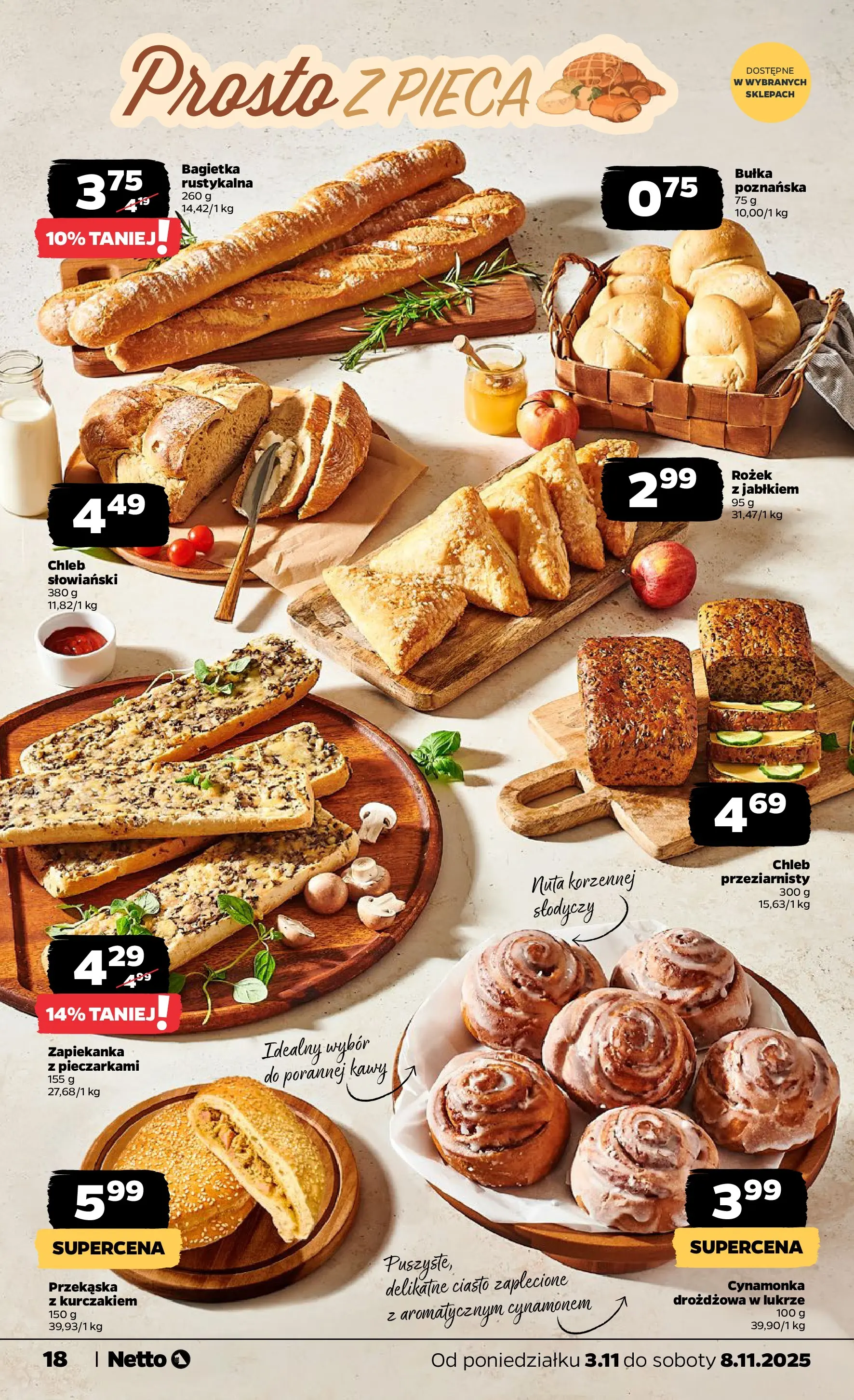 Netto gazetka - Spożywcza od 03.11.2025 - Aktualne promocje | Strona: 18 | Produkty: Zapiekanka, Chleb słowiański, Bułka, Chleb