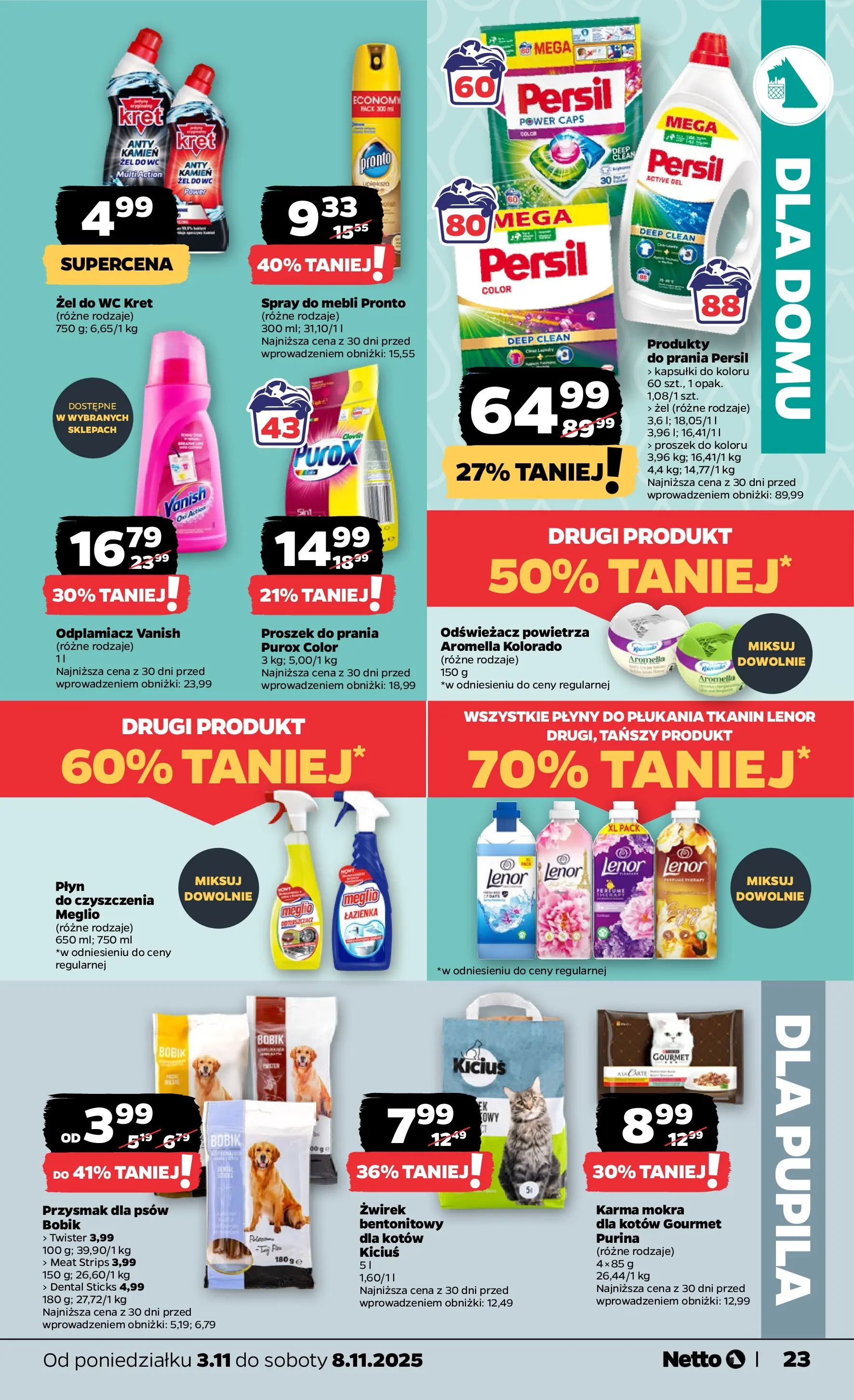Netto gazetka - Spożywcza od 03.11.2025 - Aktualne promocje | Strona: 23 | Produkty: Meglio, Odświeżacz, Vanish, Persil