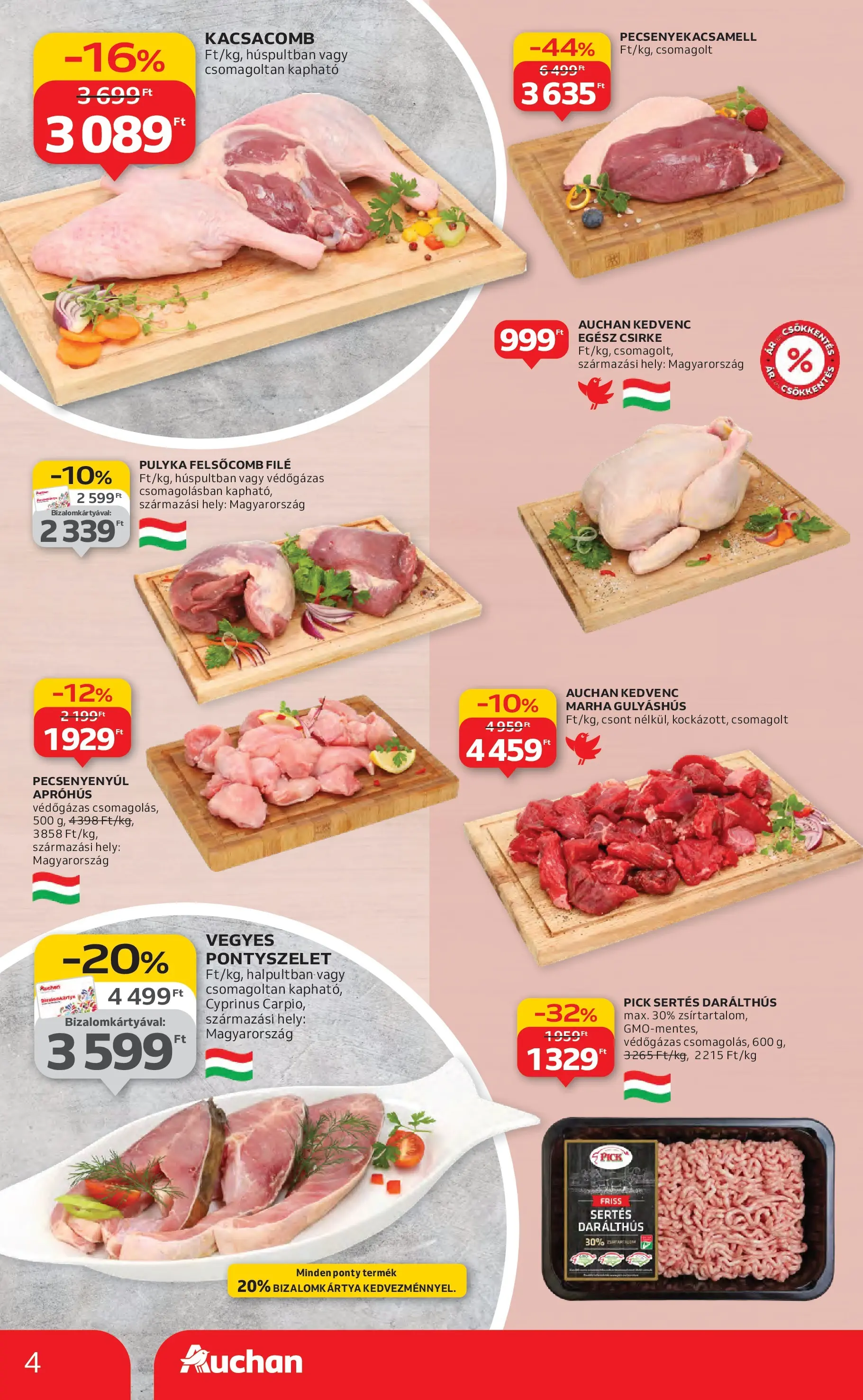 Akciós újság új Auchan - 2025.10.30. -tól/töl ⏳ | Oldal: 4 | Termékek: Kacsacomb, Egész csirke, Pick, Ponty Auchan Akciós újság Szolnok - 2025.10.30. -tól/töl > akció, lapozható szórólap 🛍️ | Oldal: 4 | Termékek: Kacsacomb, Egész csirke, Pick, Ponty