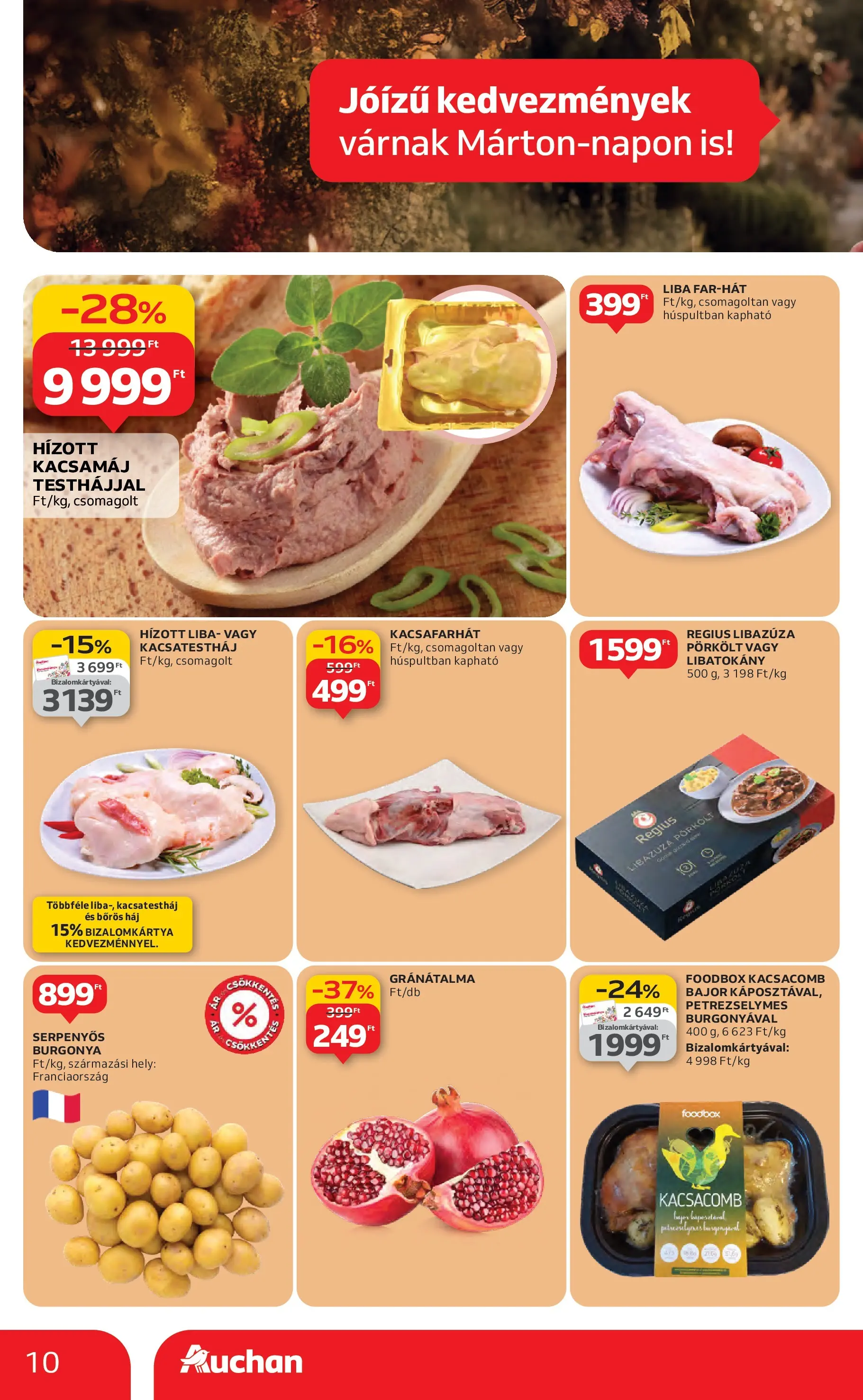 Akciós újság új Auchan - 2025.10.30. -tól/töl ⏳ | Oldal: 10 | Termékek: Kacsamáj, Kacsacomb, Burgonya, Gránátalma Auchan Akciós újság Szolnok - 2025.10.30. -tól/töl > akció, lapozható szórólap 🛍️ | Oldal: 10 | Termékek: Kacsamáj, Kacsacomb, Burgonya, Gránátalma