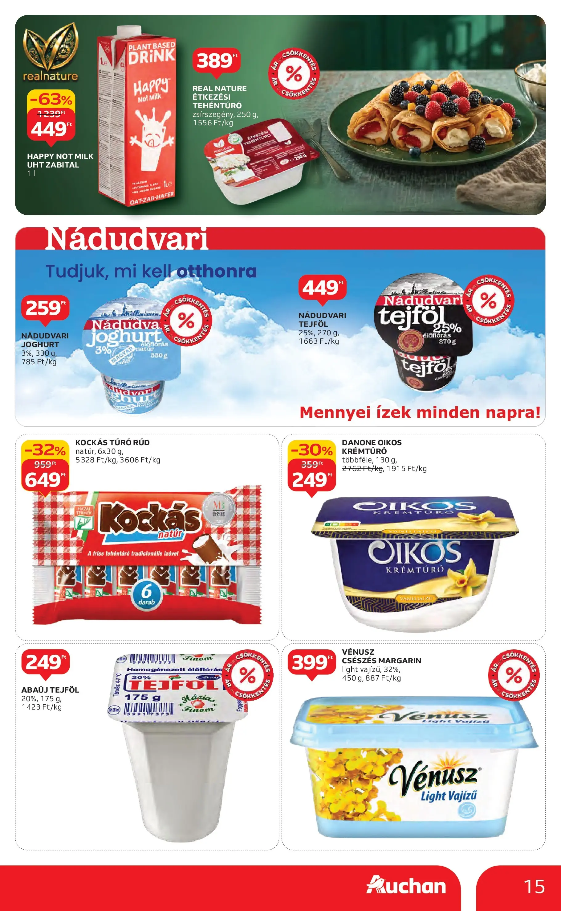 Akciós újság új Auchan - 2025.10.30. -tól/töl ⏳ | Oldal: 15 | Termékek: Margarin, Krémtúró, Joghurt, Tejföl Auchan Akciós újság Szolnok - 2025.10.30. -tól/töl > akció, lapozható szórólap 🛍️ | Oldal: 15 | Termékek: Margarin, Krémtúró, Joghurt, Tejföl