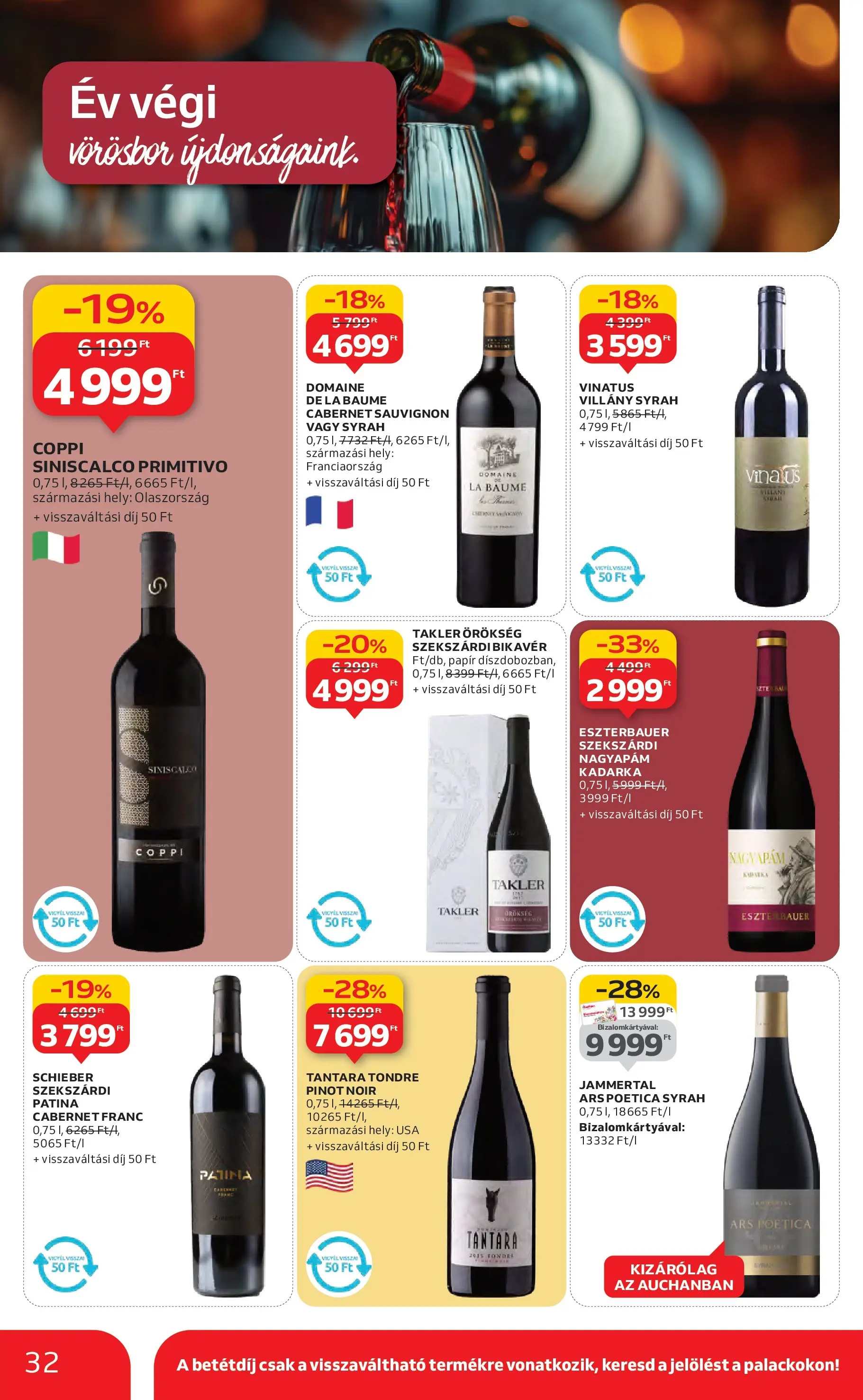 Akciós újság új Auchan - 2025.10.30. -tól/töl ⏳ | Oldal: 32 | Termékek: Vörösbor Auchan Akciós újság Szolnok - 2025.10.30. -tól/töl > akció, lapozható szórólap 🛍️ | Oldal: 32 | Termékek: Vörösbor