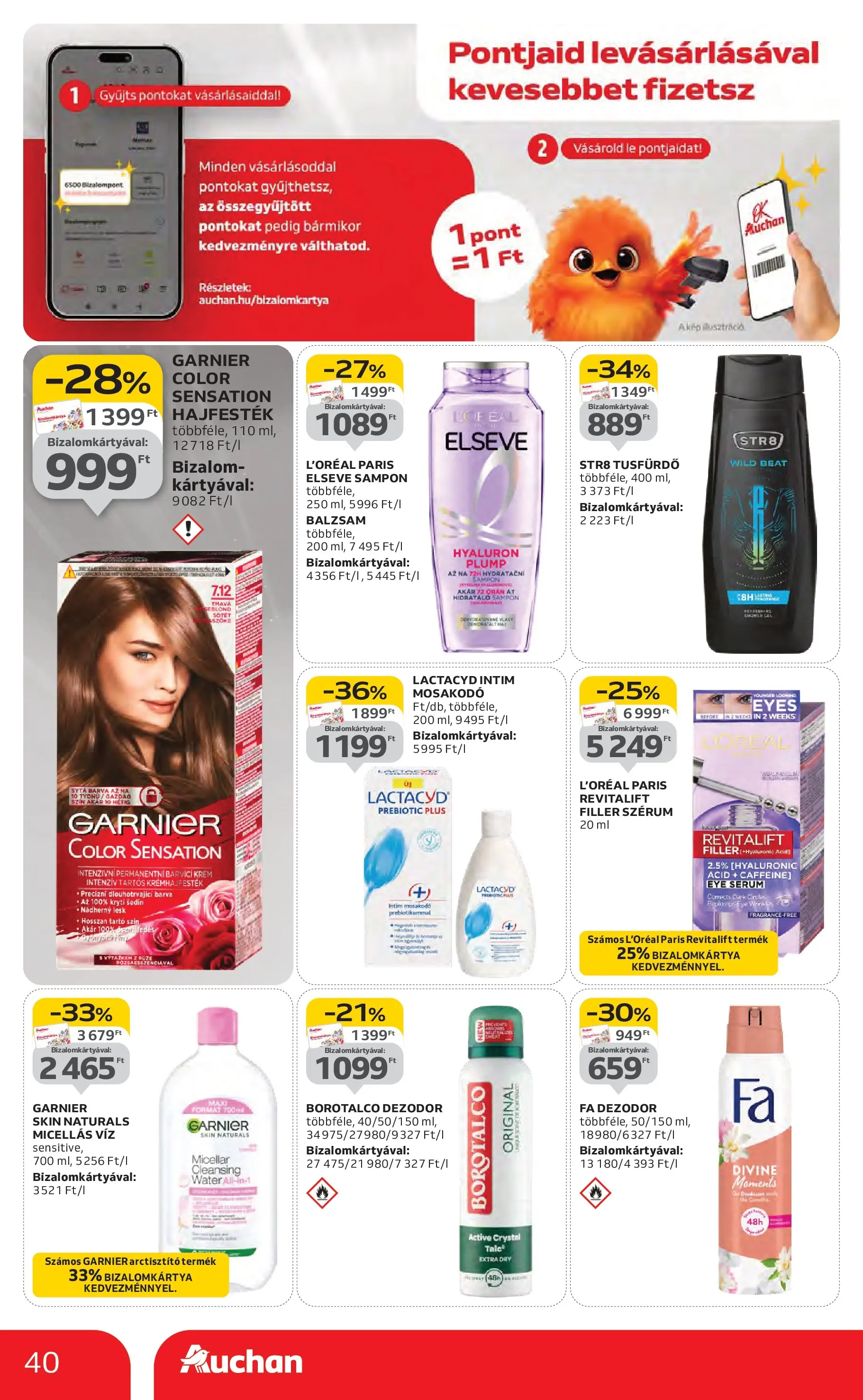 Akciós újság új Auchan - 2025.10.30. -tól/töl ⏳ | Oldal: 40 | Termékek: Hajfesték, Sampon, Tusfürdő, Dezodor Auchan Akciós újság Szolnok - 2025.10.30. -tól/töl > akció, lapozható szórólap 🛍️ | Oldal: 40 | Termékek: Hajfesték, Sampon, Tusfürdő, Dezodor