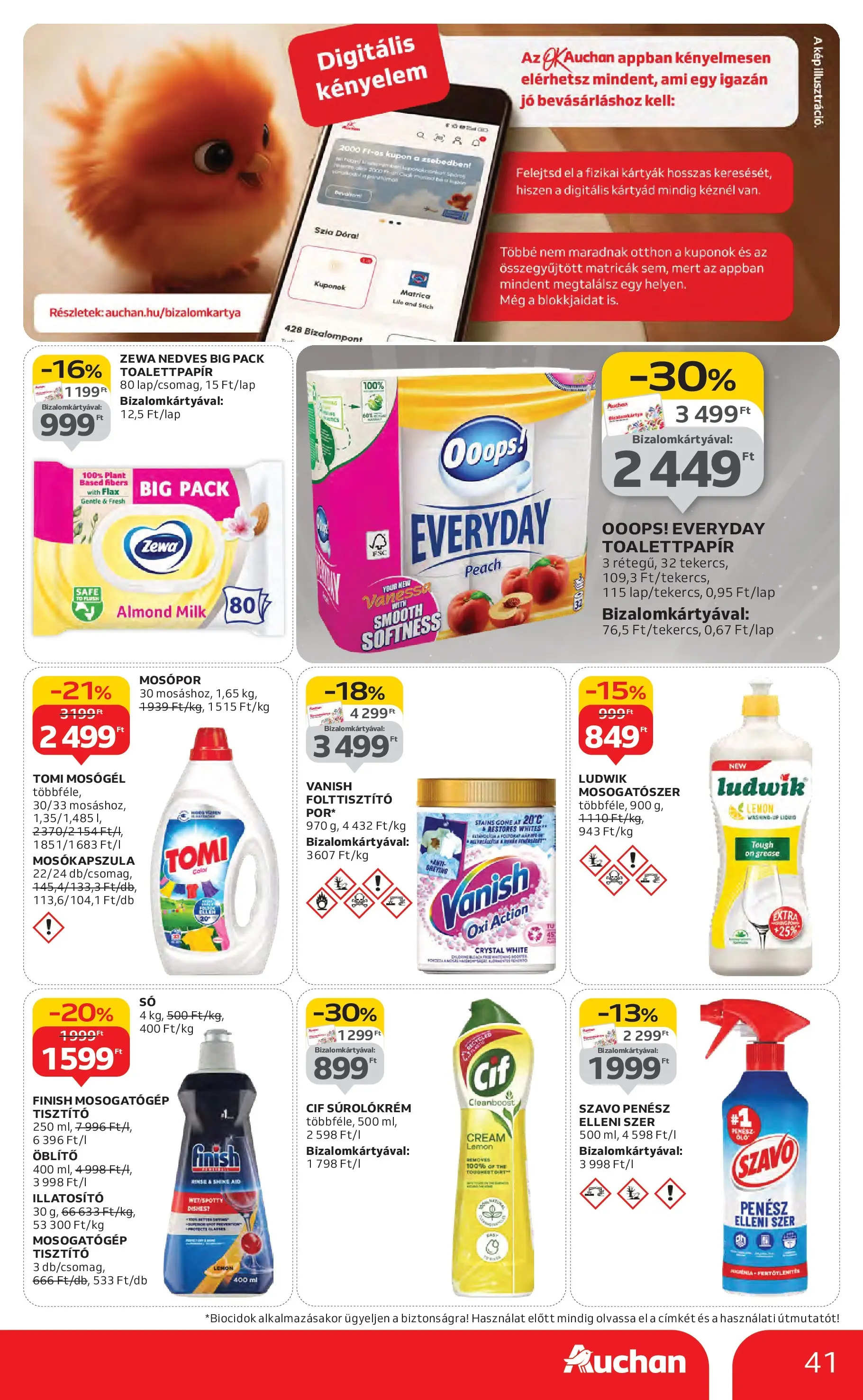 Akciós újság új Auchan - 2025.10.30. -tól/töl ⏳ | Oldal: 41 | Termékek: Mosókapszula, Szavó, Folttisztító, Mosogatógép tisztító Auchan Akciós újság Szolnok - 2025.10.30. -tól/töl > akció, lapozható szórólap 🛍️ | Oldal: 41 | Termékek: Mosókapszula, Szavó, Folttisztító, Mosogatógép tisztító