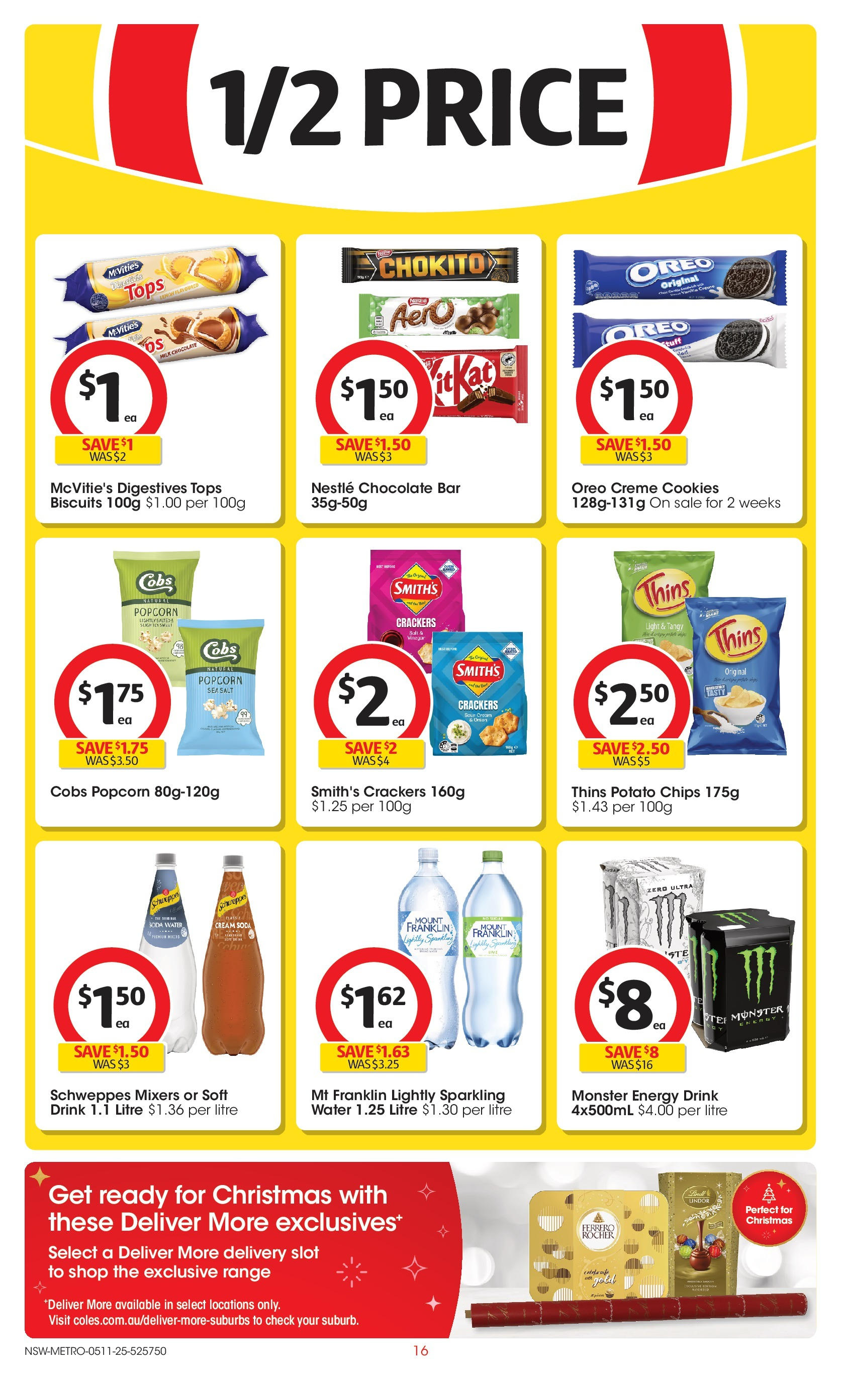 ﻿﻿Coles catalogue valid from 04/11/2025 > Online Australia | Page: 16 | Products: Light, Energy drink, Chocolate, Chips