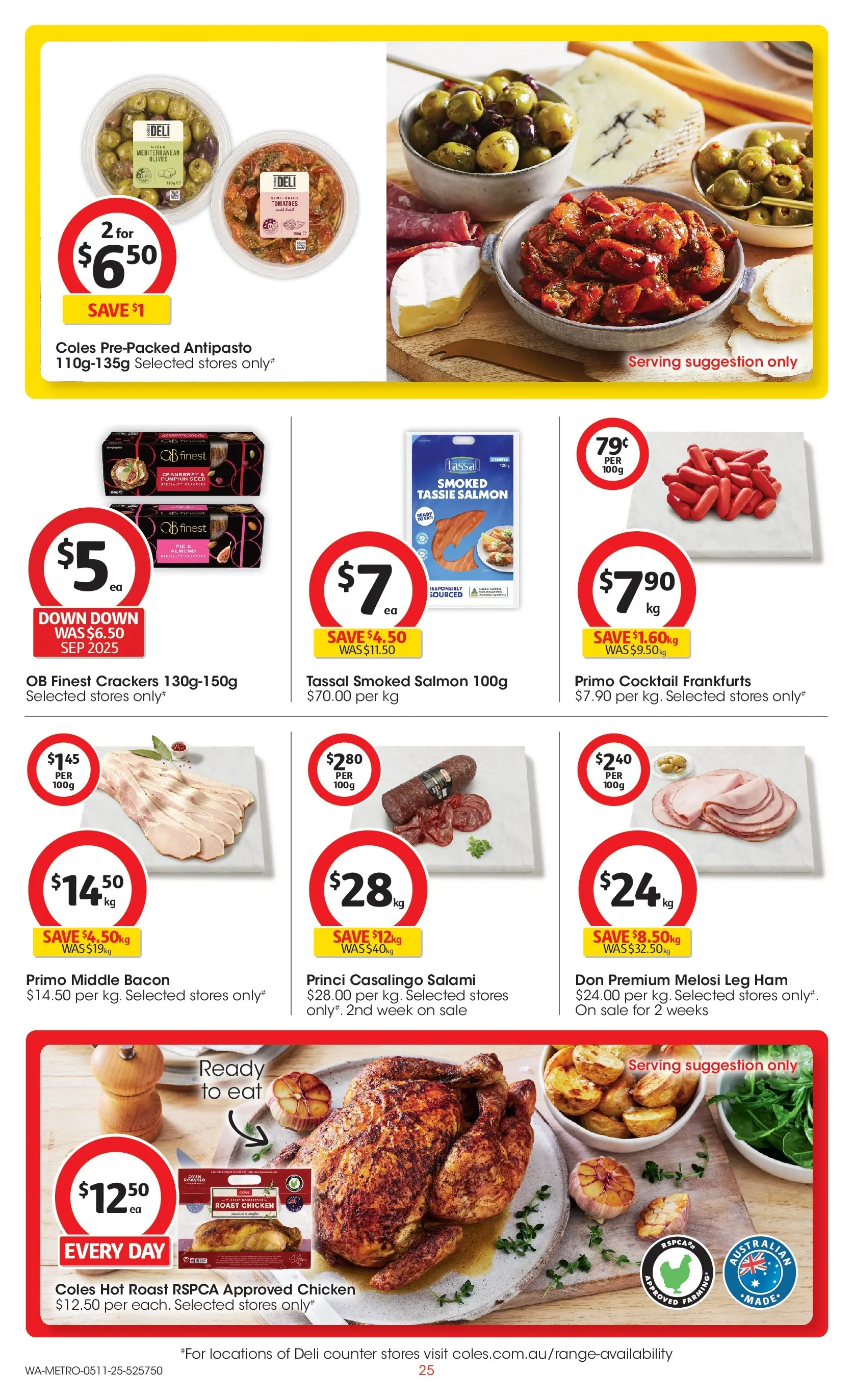 ﻿﻿Coles catalogue valid from 05/11/2025 > Online Australia | Page: 25 | Products: Ham, Chicken, Salmon, Pumpkin