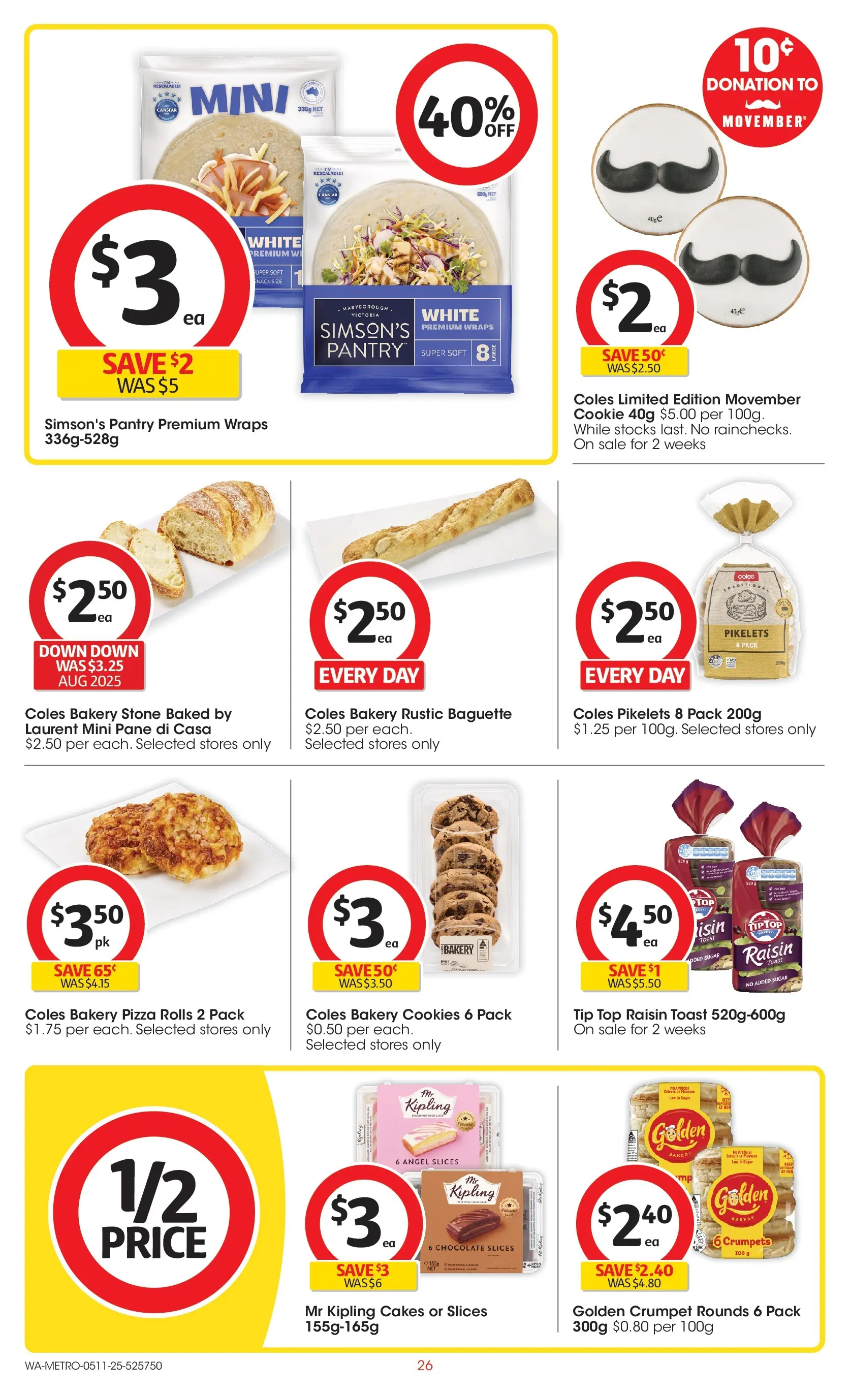 ﻿﻿Coles catalogue valid from 05/11/2025 > Online Australia | Page: 26 | Products: Crumpets, Chocolate, Sugar, Bakery