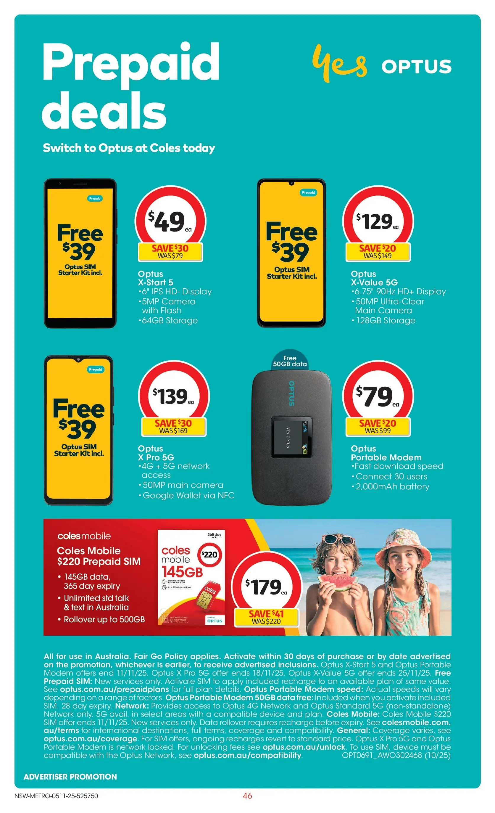﻿﻿Coles catalogue valid from 05/11/2025 > Online Australia | Page: 46 | Products: Battery, Camera, Modem, Mobile