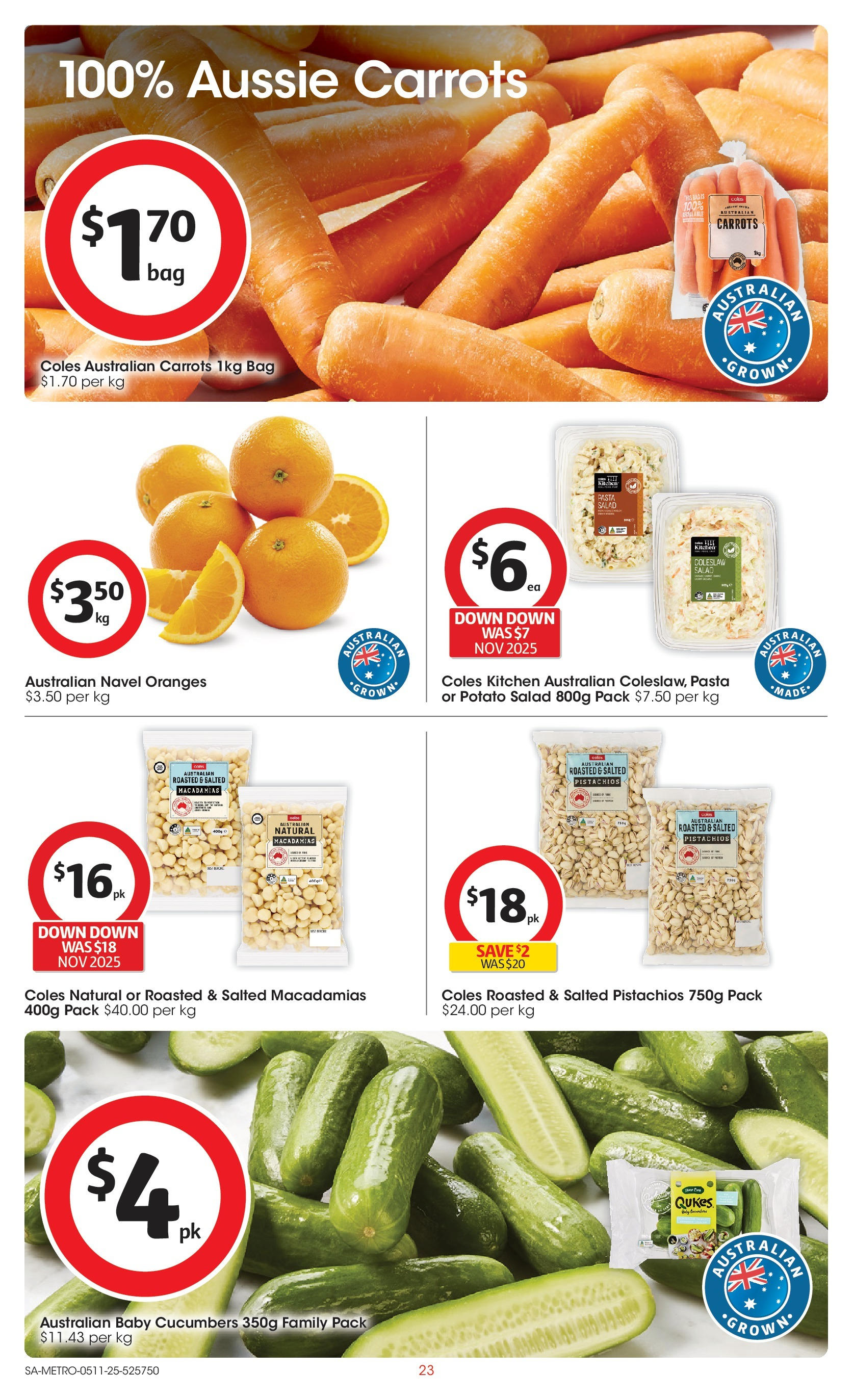 ﻿﻿Coles catalogue valid from 04/11/2025 > Online Australia | Page: 23 | Products: Oranges, Carrots, Cucumbers, Salad