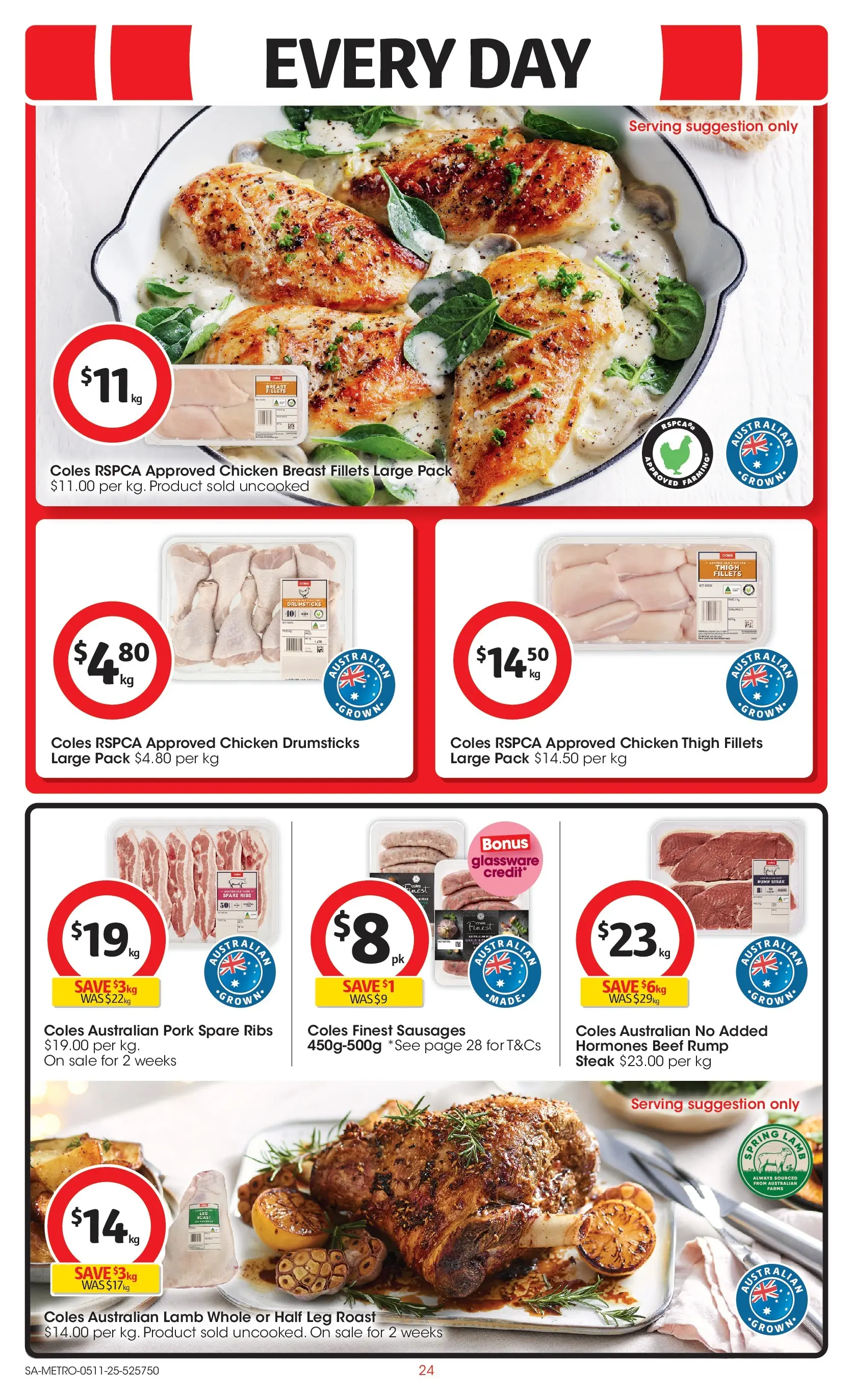 ﻿﻿Coles catalogue valid from 05/11/2025 > Online Australia | Page: 24 | Products: Glassware, Chicken, Pork, Steak