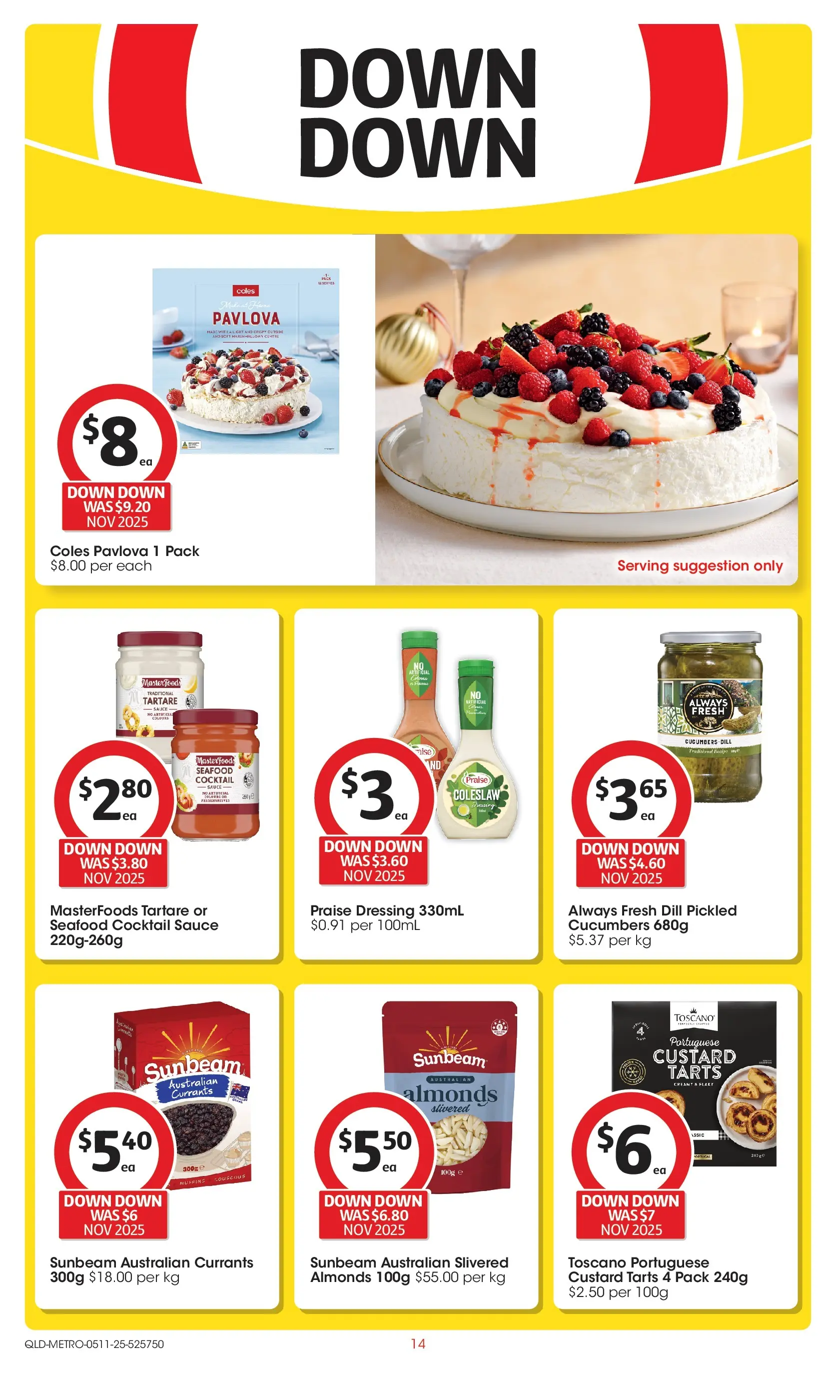 ﻿﻿Coles catalogue valid from 05/11/2025 > Online Australia | Page: 14 | Products: Cucumbers, Sauce, Seafood, Pavlova