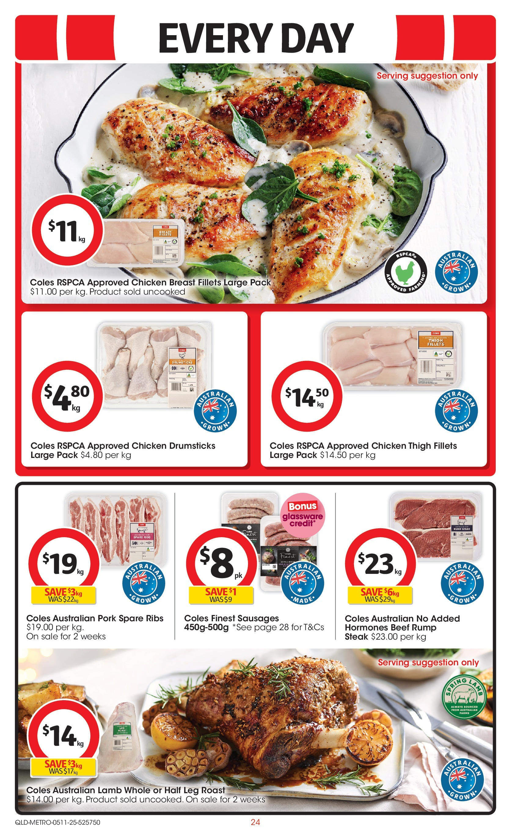 ﻿﻿Coles catalogue valid from 04/11/2025 > Online Australia | Page: 24 | Products: Glassware, Chicken, Beef, Steak