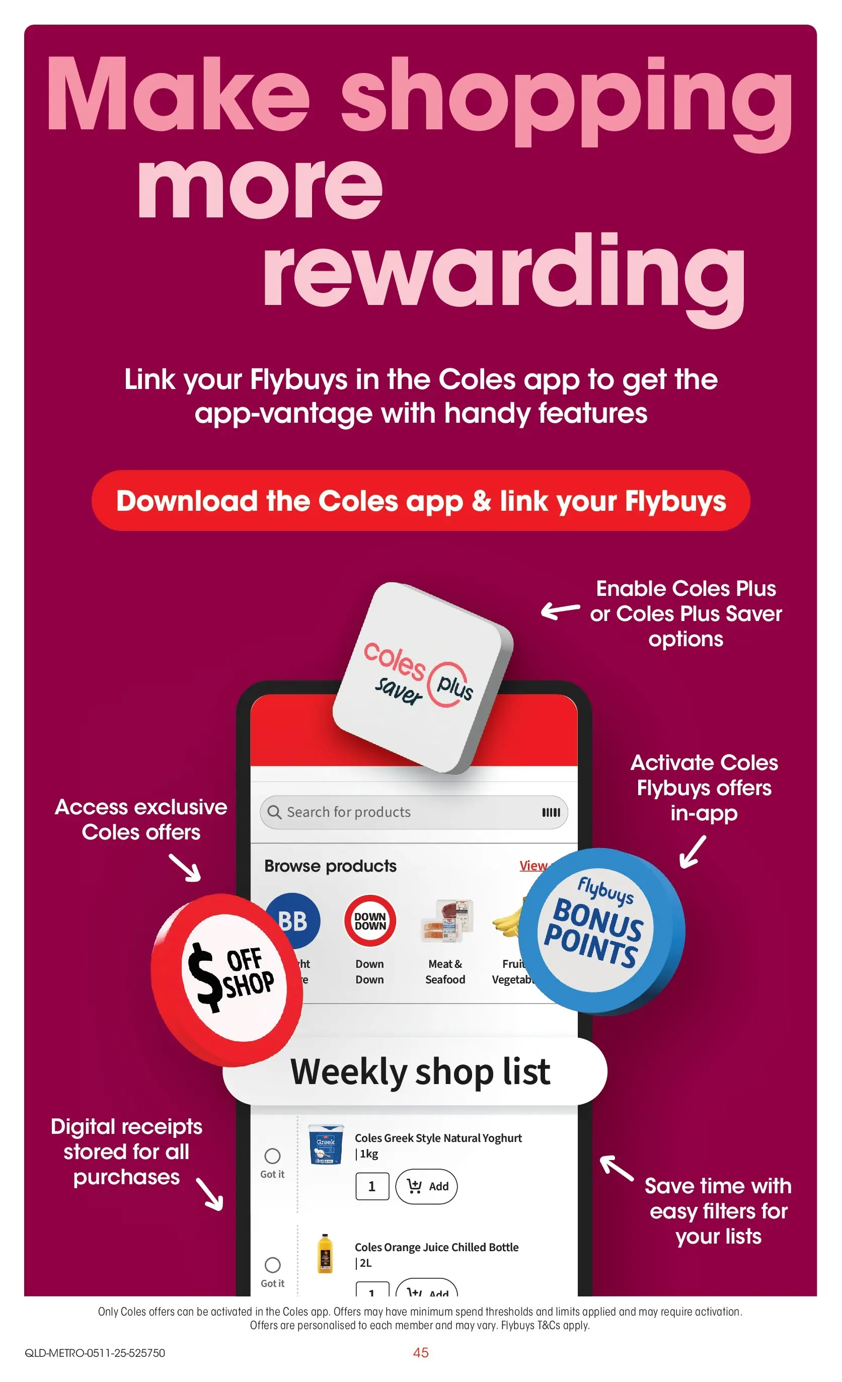 ﻿﻿Coles catalogue valid from 05/11/2025 > Online Australia | Page: 45 | Products: Yoghurt, Juice, Seafood, Digital