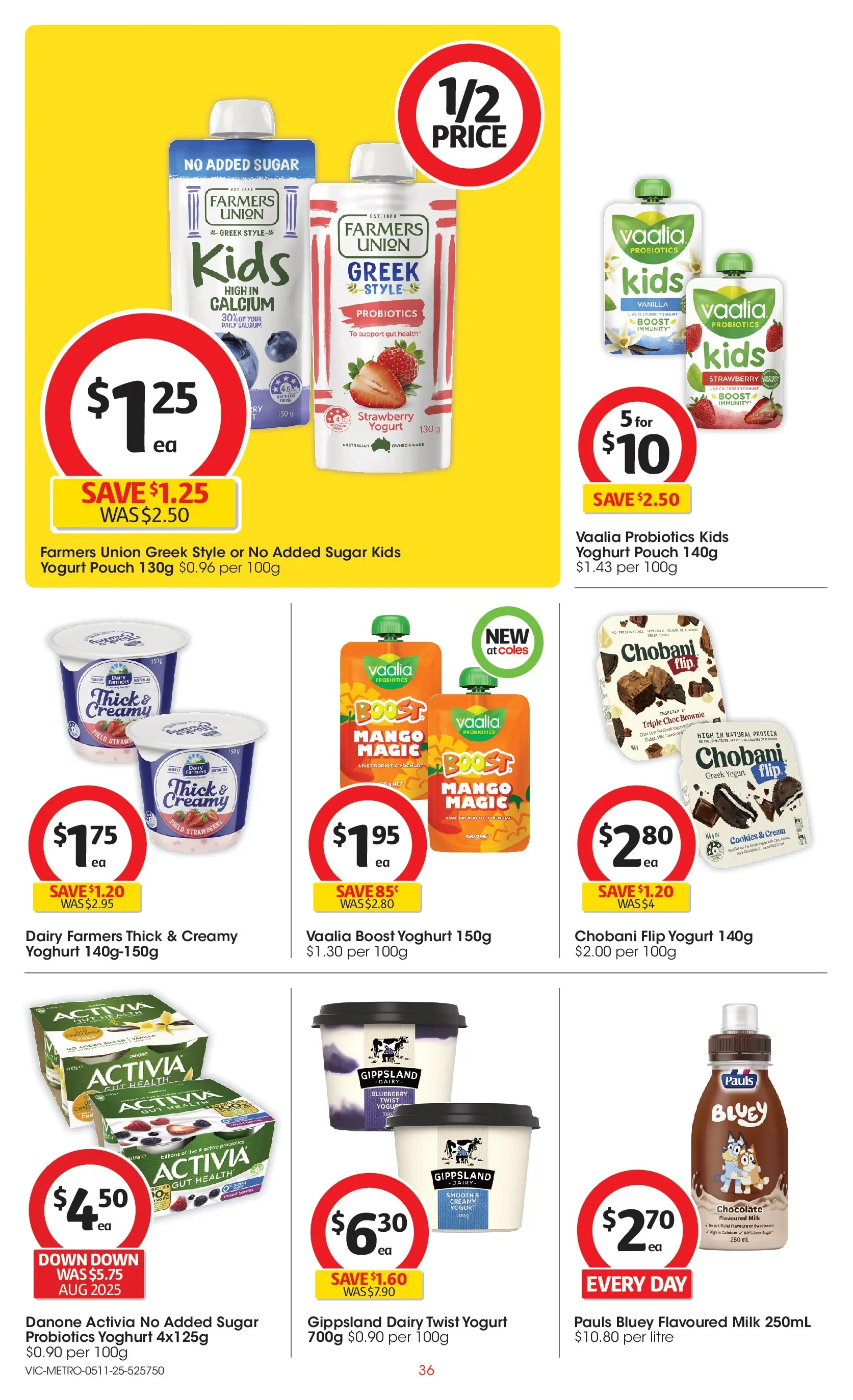 ﻿﻿Coles catalogue valid from 05/11/2025 > Online Australia | Page: 36 | Products: Milk, Cream, Sugar, Mango