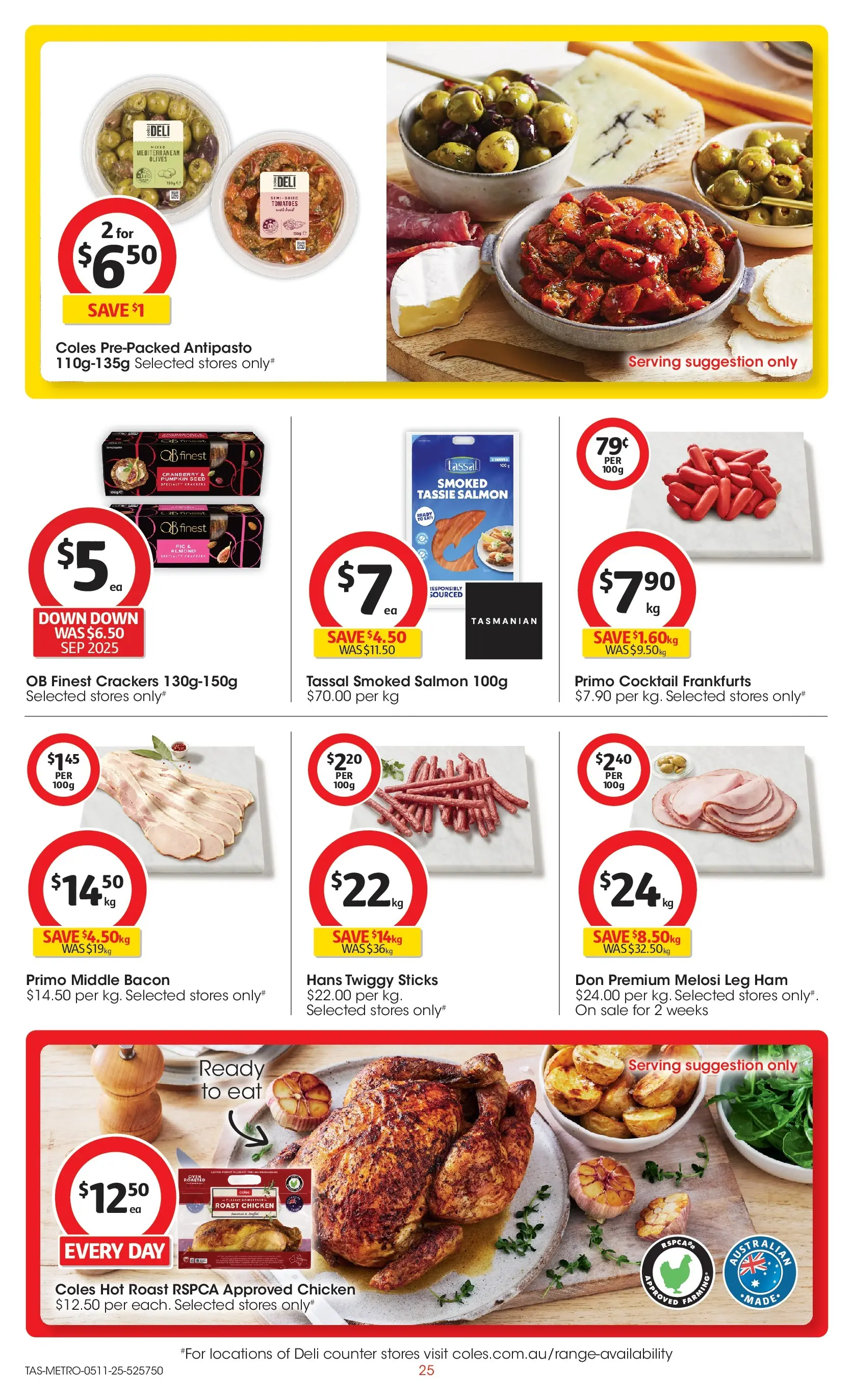 ﻿﻿Coles catalogue valid from 05/11/2025 > Online Australia | Page: 25 | Products: Chicken, Tomatoes, Olives, Salmon