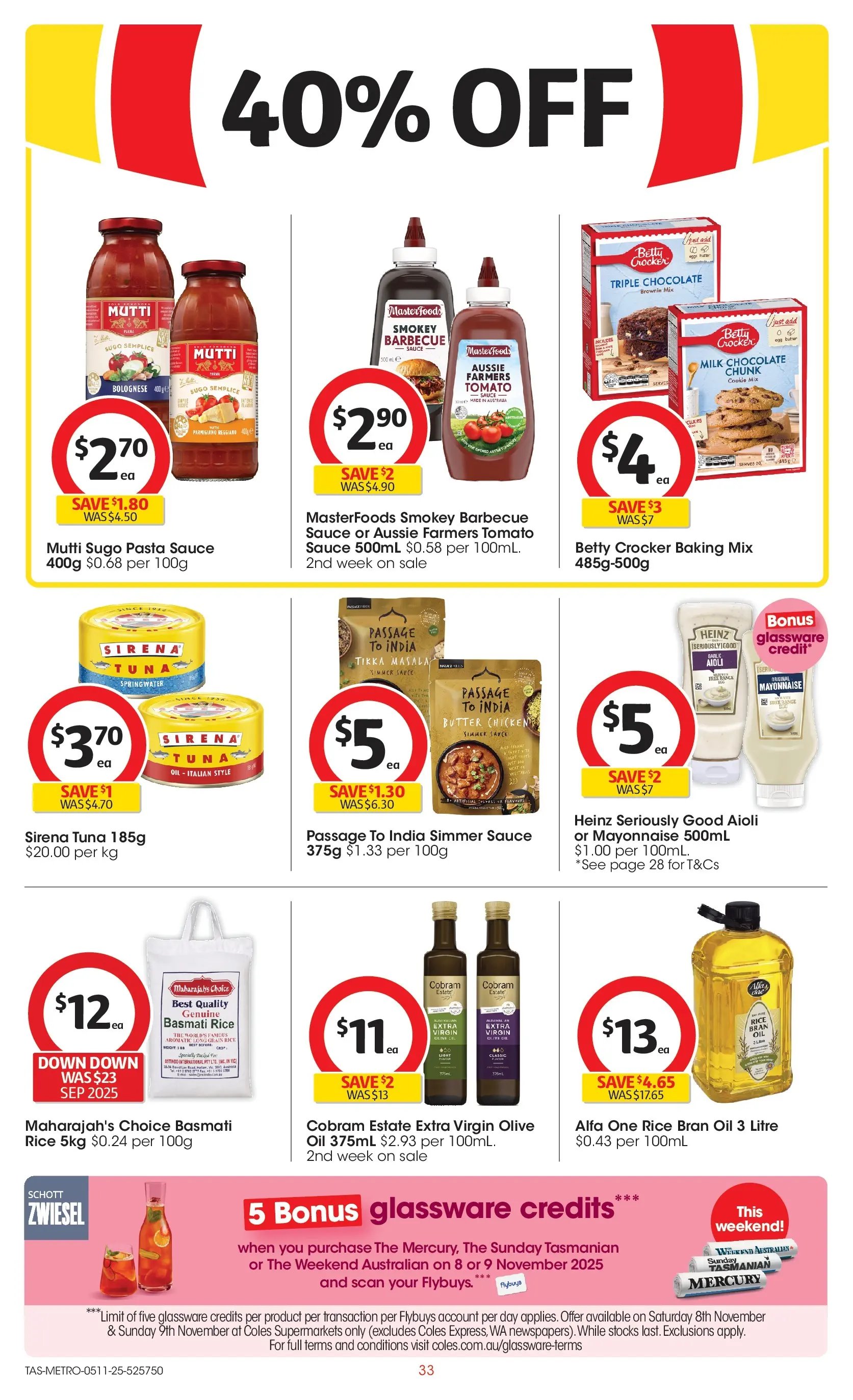 ﻿﻿Coles catalogue valid from 05/11/2025 > Online Australia | Page: 33 | Products: Light, Milk, Glassware, Pasta