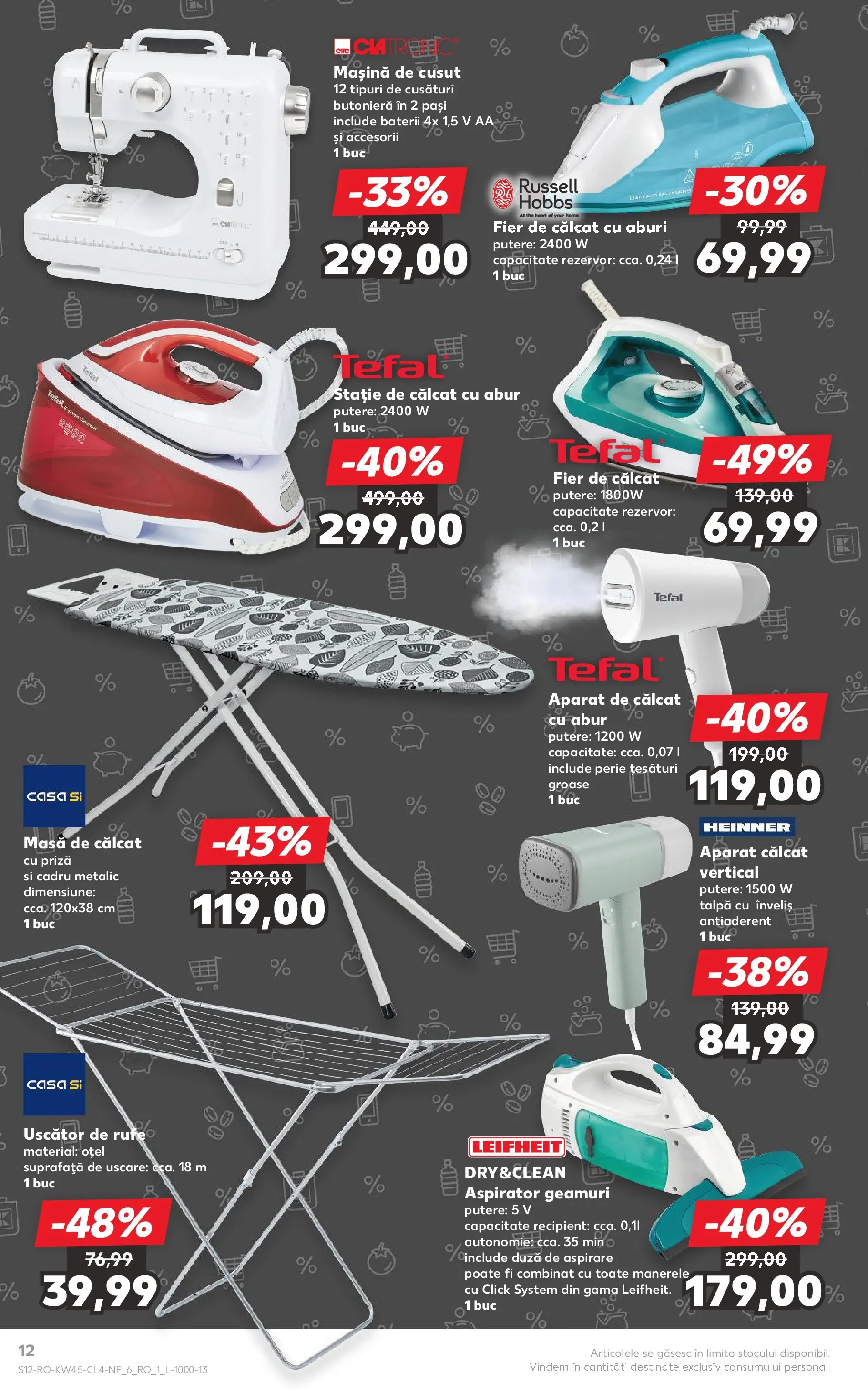 Catalog Kaufland - Ploiești 05.11.2025 - Revista si Oferta | Pagină: 12 | Produse: Mașină De Cusut, Masă, Priză, Masă de călcat