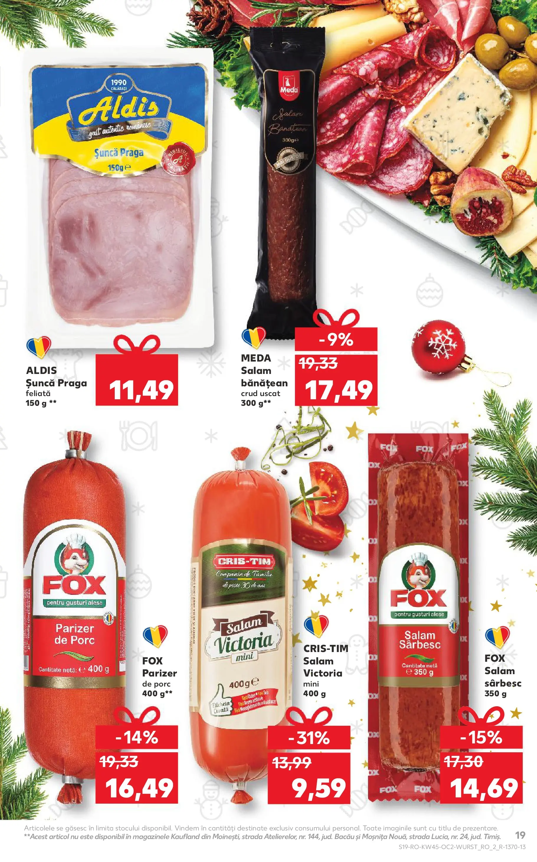 Catalog Kaufland - Tulcea 05.11.2025 - Revista si Oferta | Pagină: 19 | Produse: Salam, Șuncă, Parizer, Paste