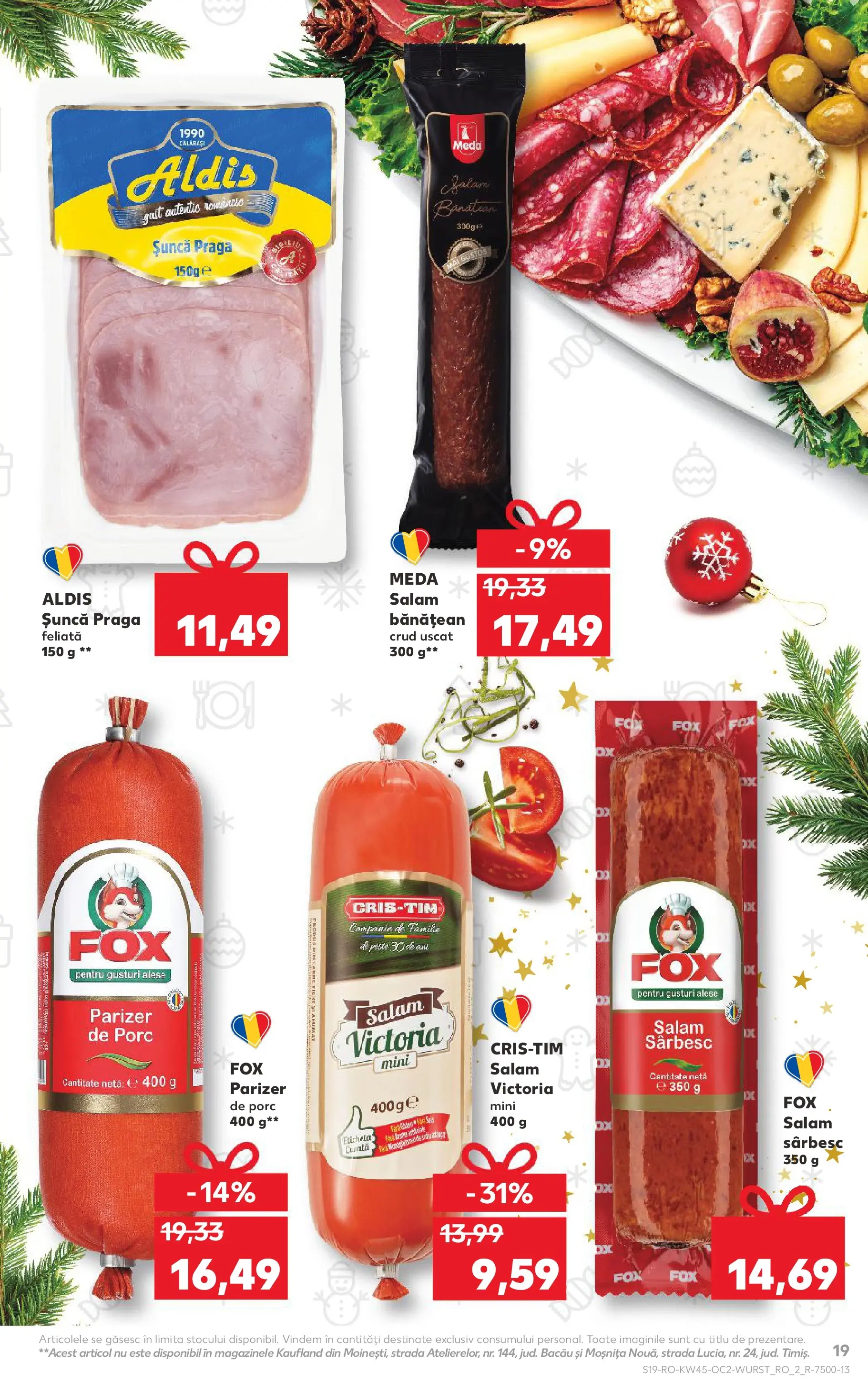 Catalog Kaufland - Viseu de Sus 05.11.2025 - Revista si Oferta | Pagină: 19 | Produse: Salam, Șuncă, Parizer, Paste