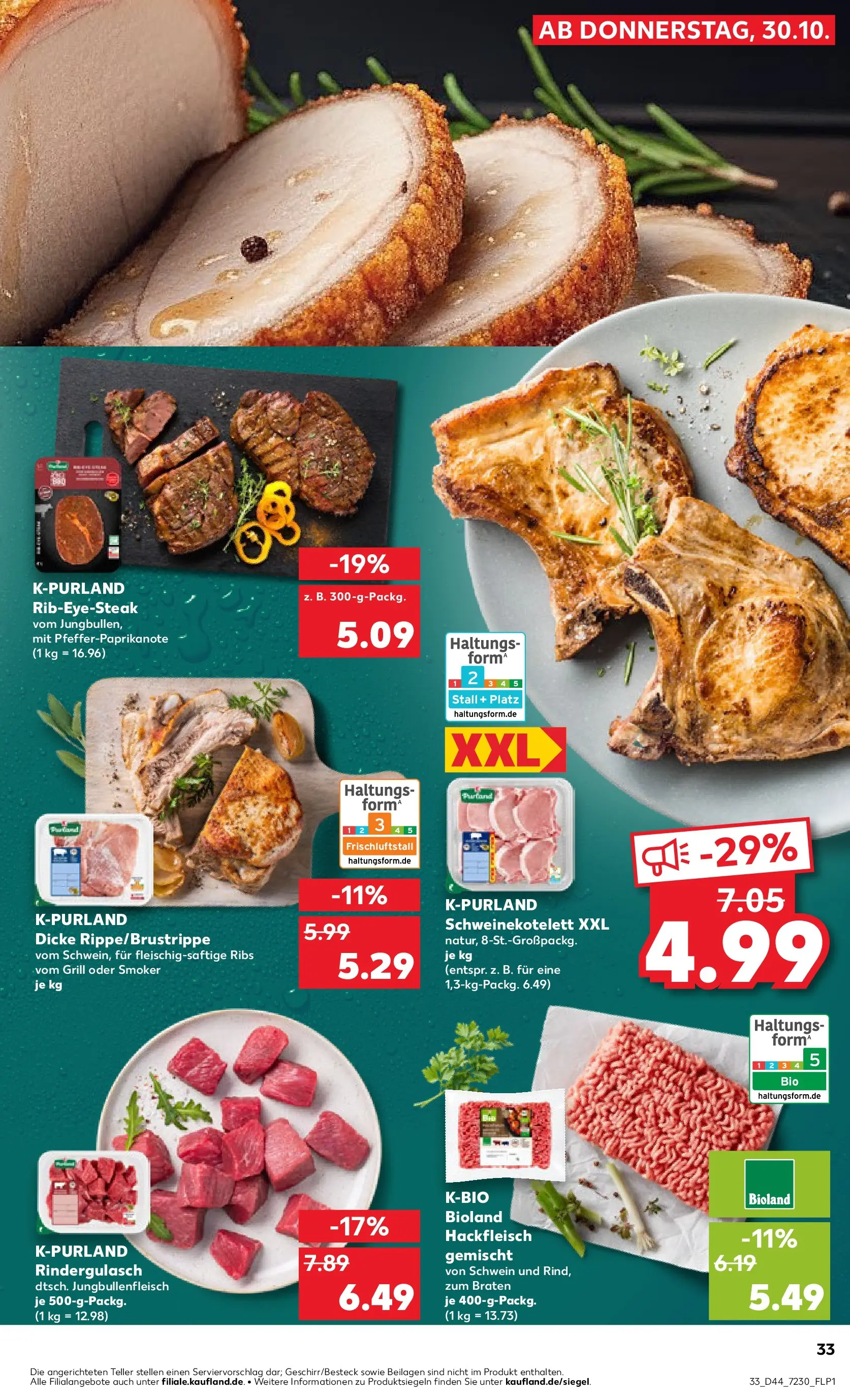 Prospekt Kaufland ab 02.11.2025 » Angebote Online zum Blättern | Seite: 33 | Produkte: Grill, Rindergulasch, Steak, Hackfleisch