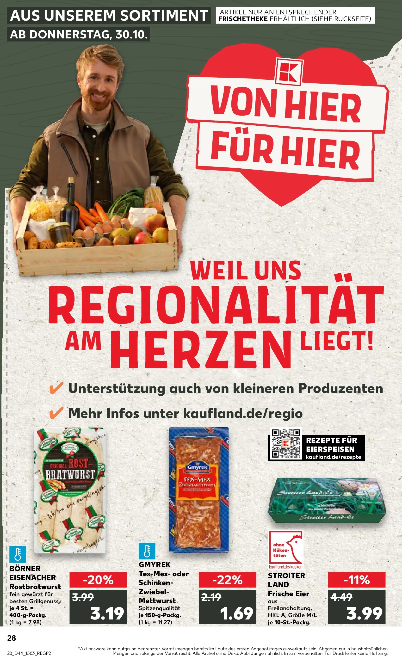Prospekt Kaufland ab 03.11.2025 » Angebote Online zum Blättern | Seite: 28 | Produkte: Eier, Bratwurst, Schinken