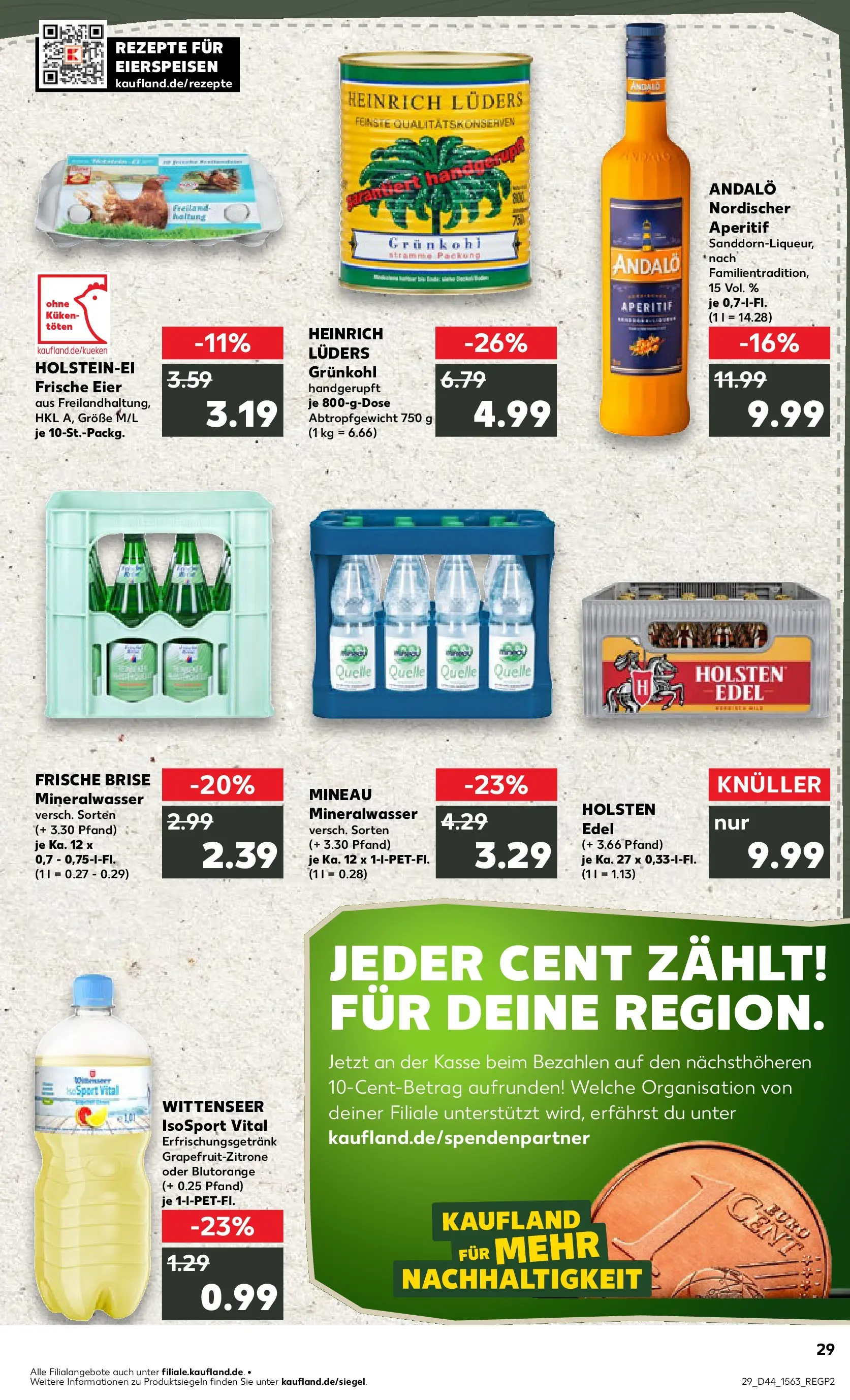 Prospekt Kaufland ab 03.11.2025 » Angebote Online zum Blättern | Seite: 29 | Produkte: Eier, Holsten edel, Holsten, Mineralwasser