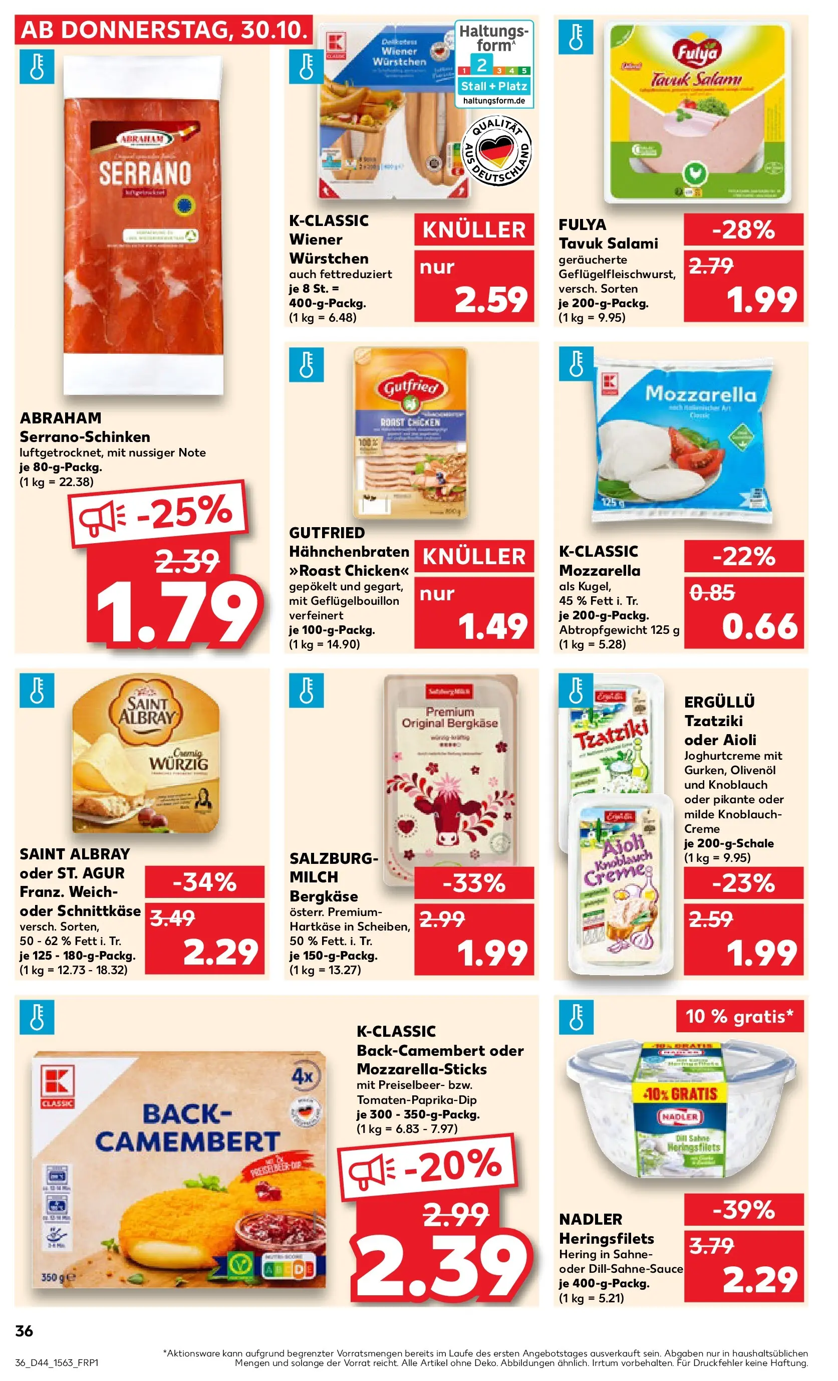 Prospekt Kaufland ab 03.11.2025 » Angebote Online zum Blättern | Seite: 36 | Produkte: Wiener wurstchen, Milch, Olivenol, Creme