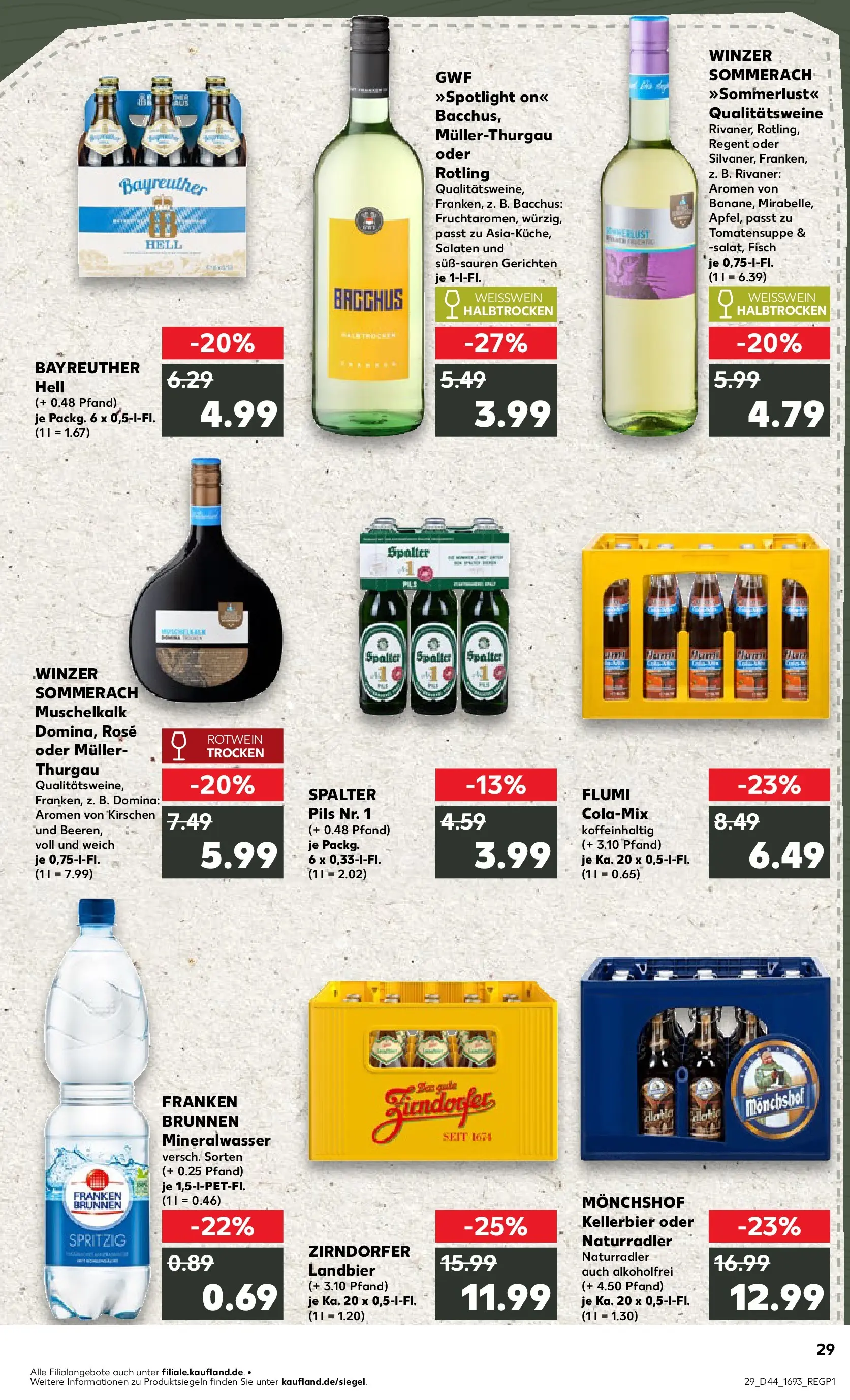 Prospekt Kaufland ab 03.11.2025 » Angebote Online zum Blättern | Seite: 29 | Produkte: Bayreuther hell, Monchshof, Pils, Mineralwasser