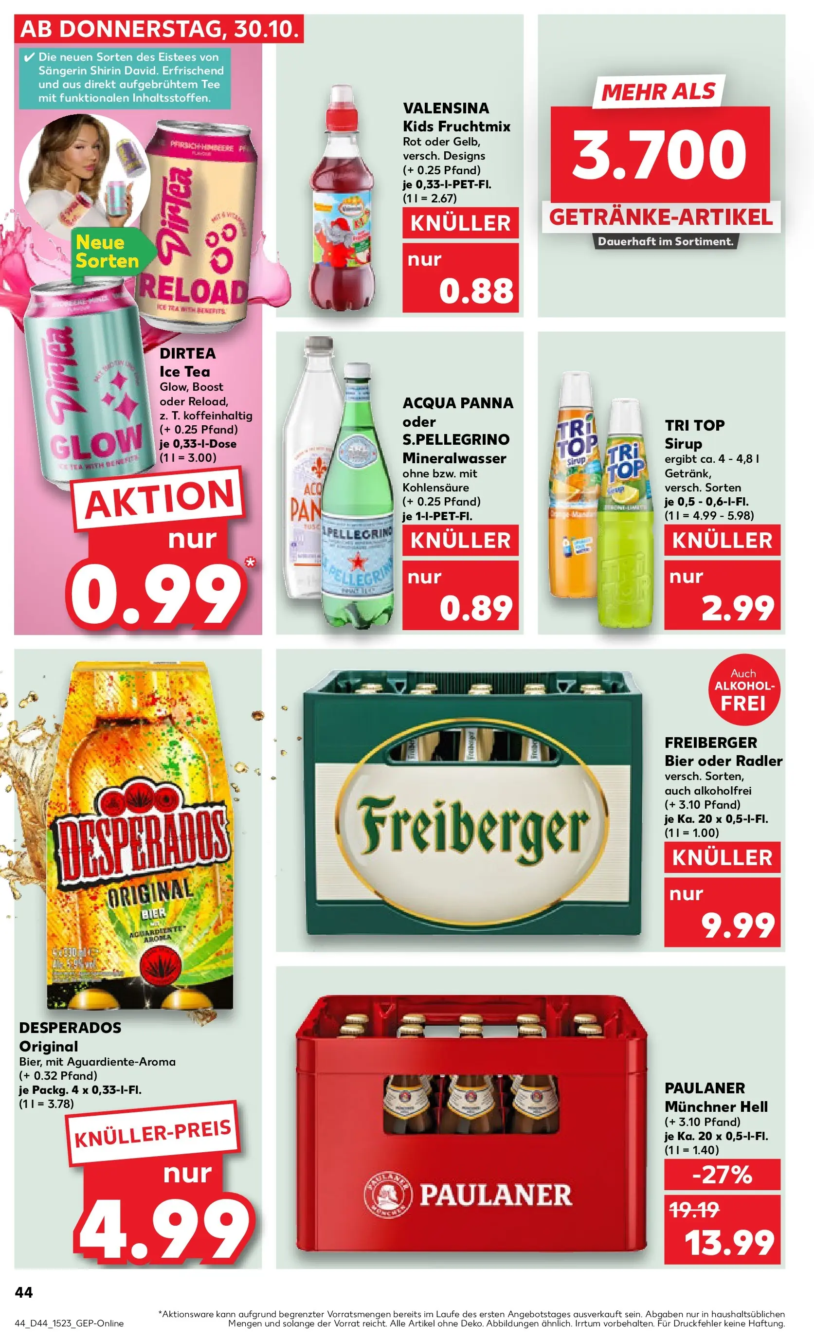 Prospekt Kaufland ab 03.11.2025 » Angebote Online zum Blättern | Seite: 44 | Produkte: Sirup, Mineralwasser, Valensina, Paulaner