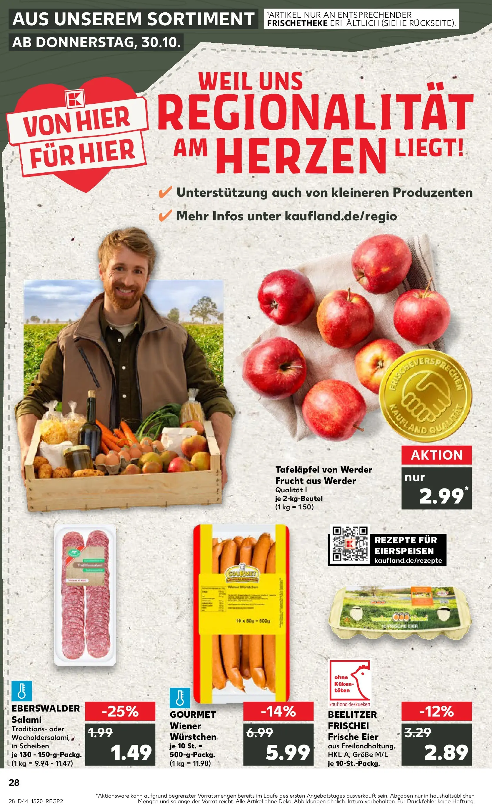 Prospekt Kaufland ab 03.11.2025 » Angebote Online zum Blättern | Seite: 28 | Produkte: Wiener wurstchen, Eier, Salami