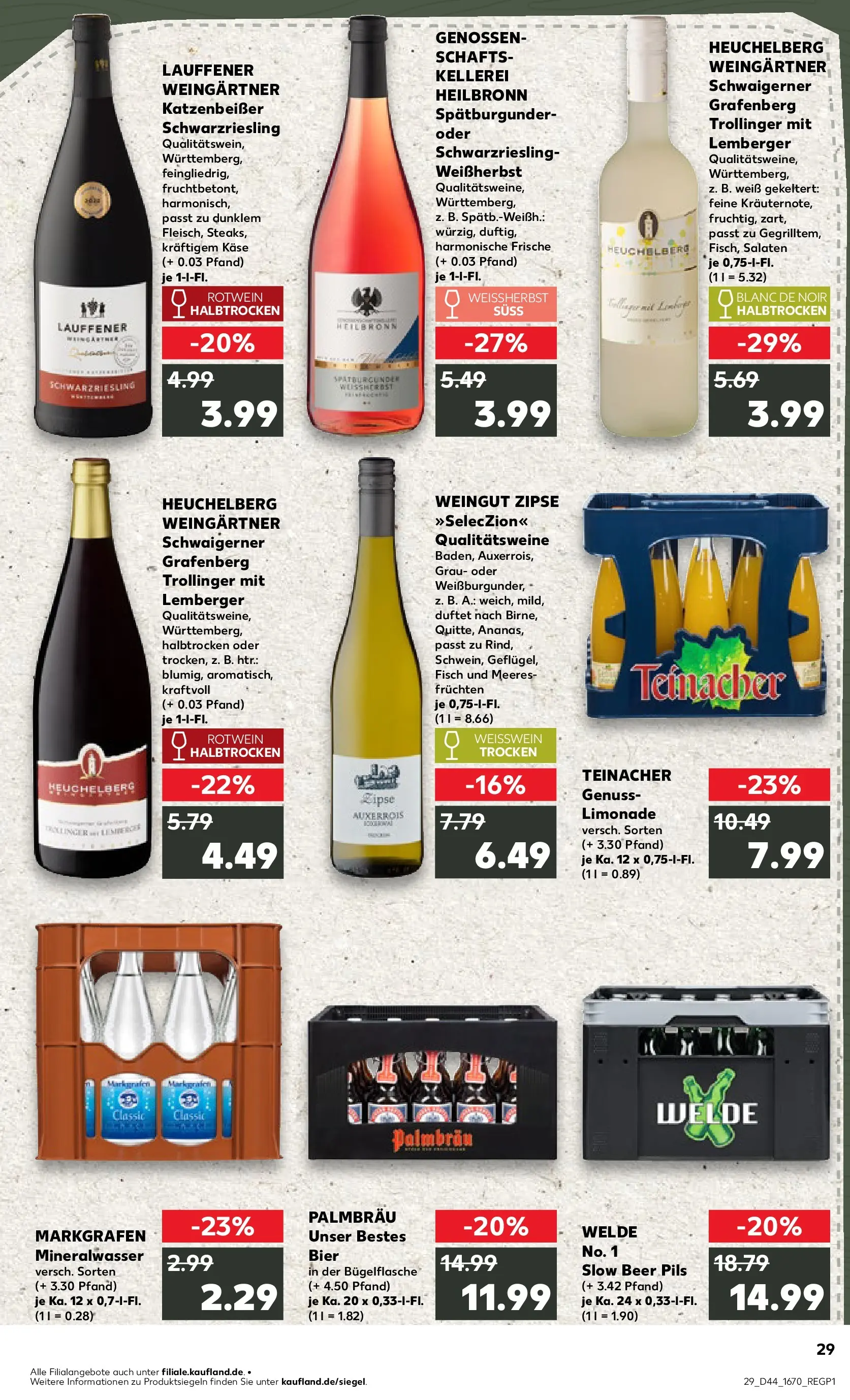 Prospekt Kaufland ab 03.11.2025 » Angebote und Werbung Online | Seite: 29 | Produkte: Weißwein, Weißwein halbtrocken, Mineralwasser, Fisch Prospekt Kaufland ab 03.11.2025 » Angebote Online zum Blättern | Seite: 29 | Produkte: Weißwein, Weißwein halbtrocken, Mineralwasser, Fisch