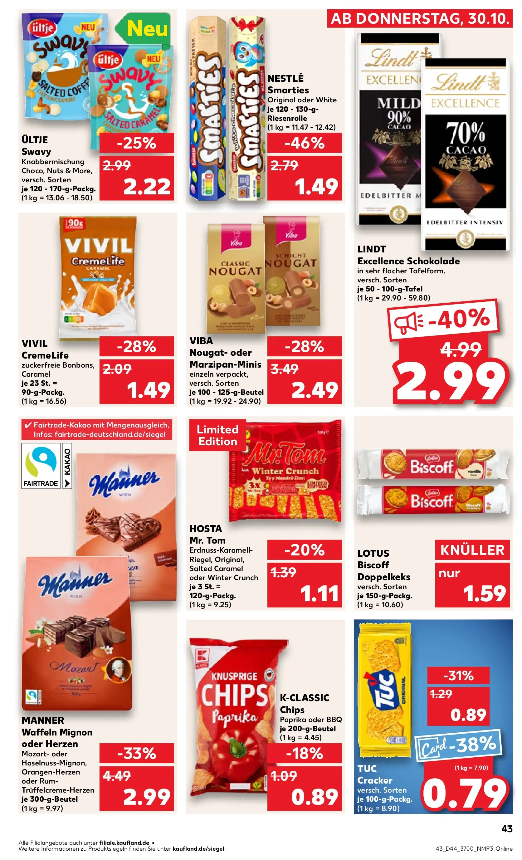 Prospekt Kaufland ab 03.11.2025 » Angebote Online zum Blättern | Seite: 43 | Produkte: Schokolade, Waffeln, Paprika, Chips