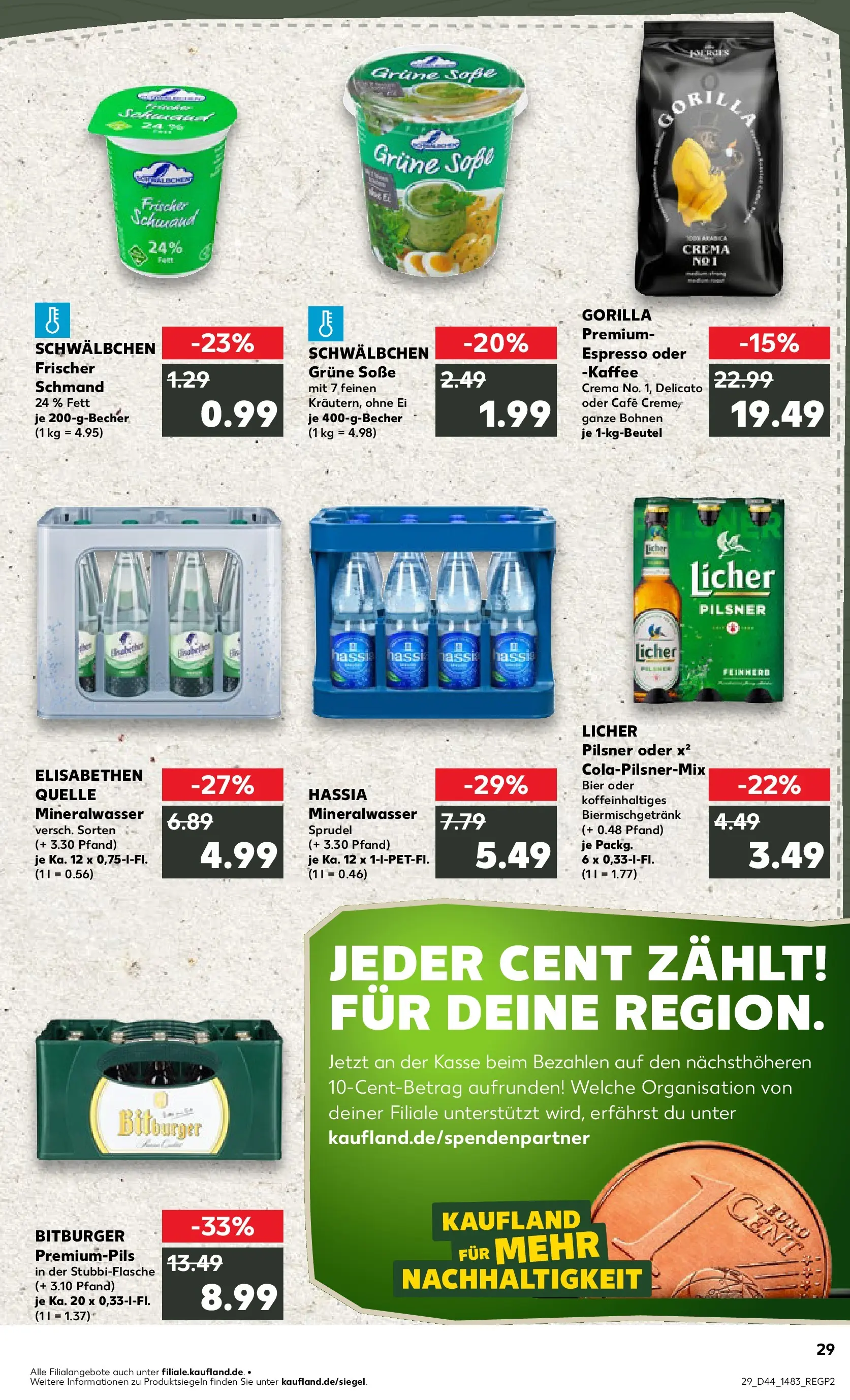 Prospekt Kaufland ab 03.11.2025 » Angebote Online zum Blättern | Seite: 29 | Produkte: Bitburger, Kaffee, Mineralwasser, Soße