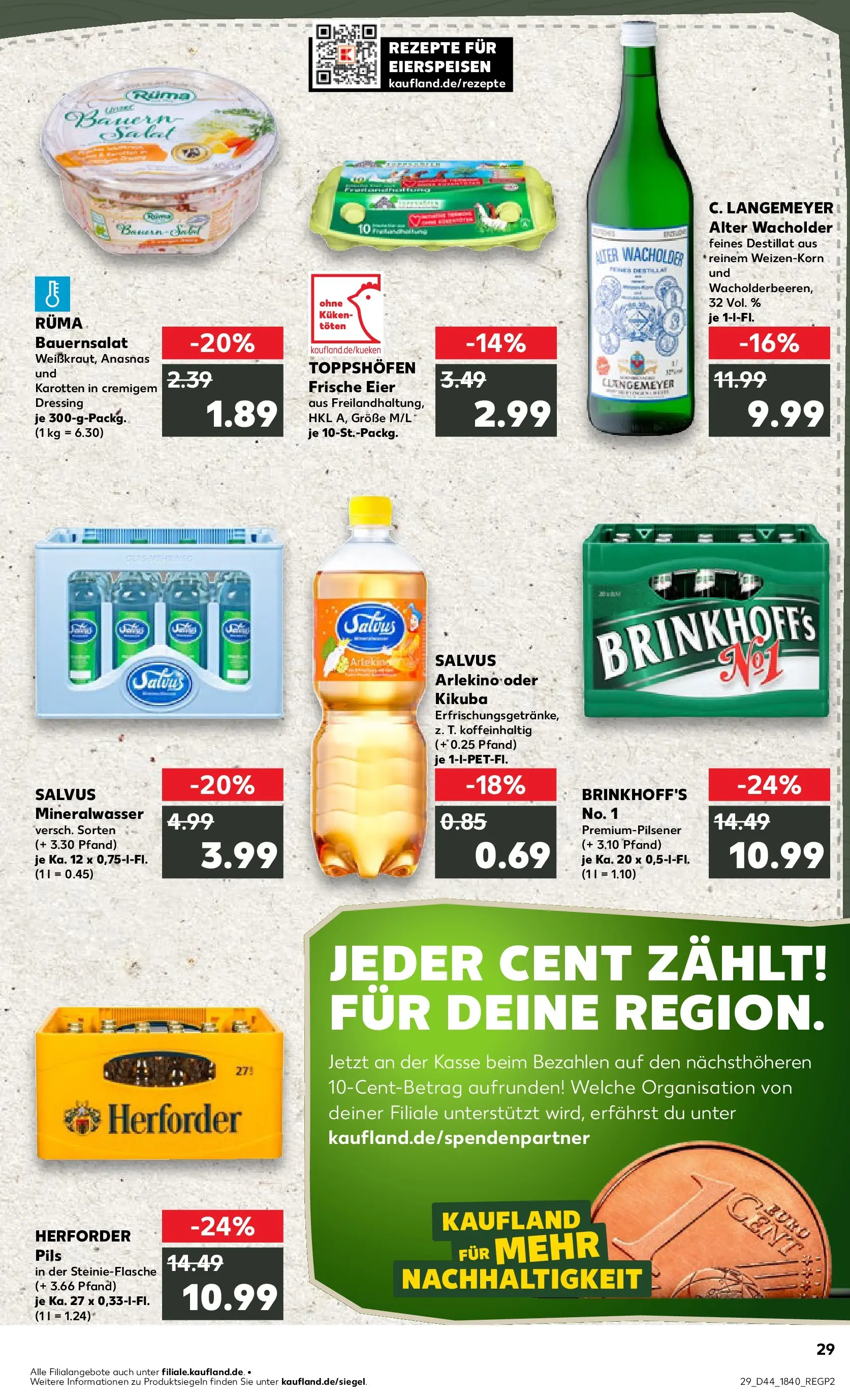 Prospekt Kaufland ab 03.11.2025 » Angebote Online zum Blättern | Seite: 29 | Produkte: Eier, Pils, Dressing, Mineralwasser