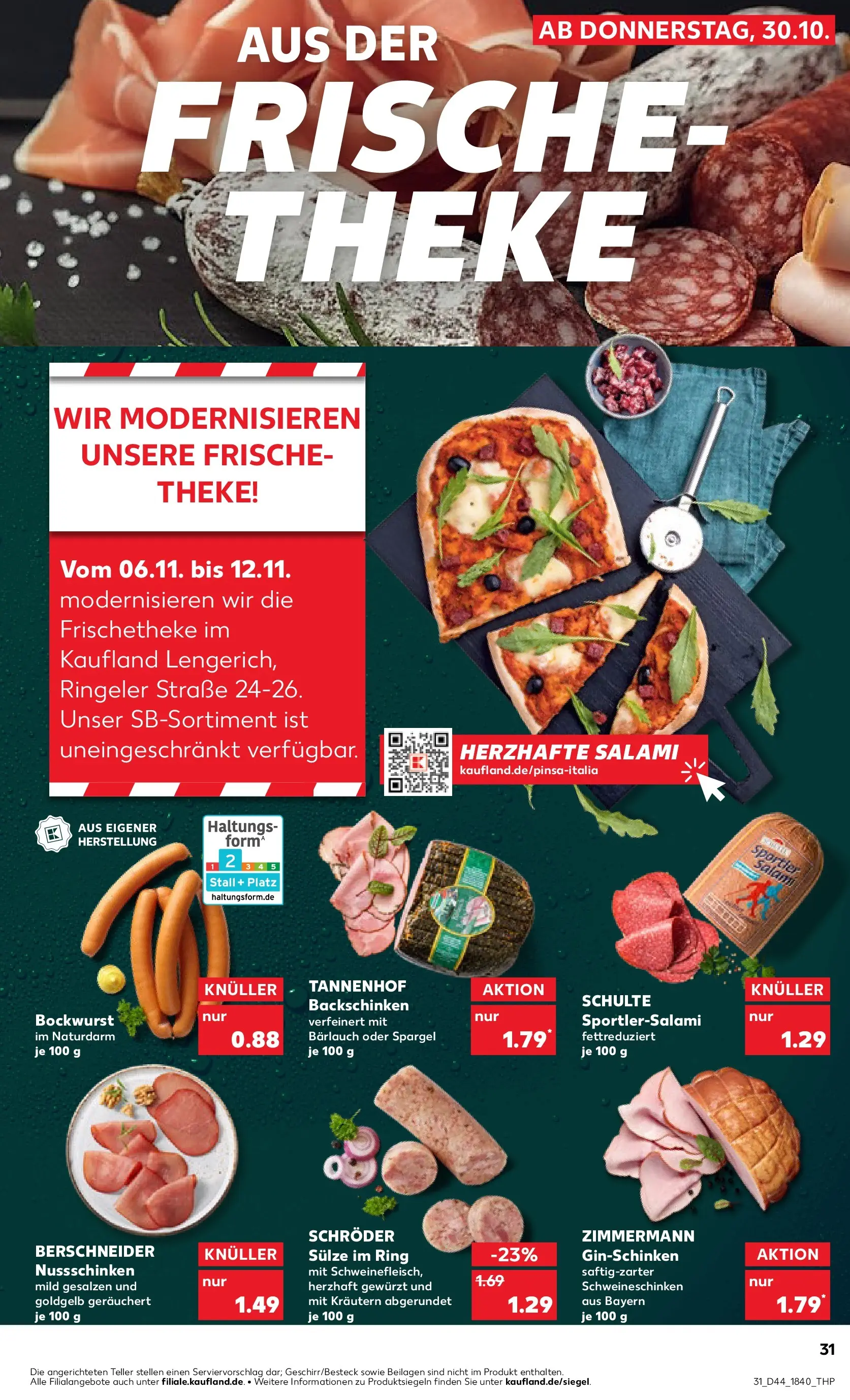 Prospekt Kaufland ab 03.11.2025 » Angebote Online zum Blättern | Seite: 31 | Produkte: Bockwurst, Theke, Spargel, Salami