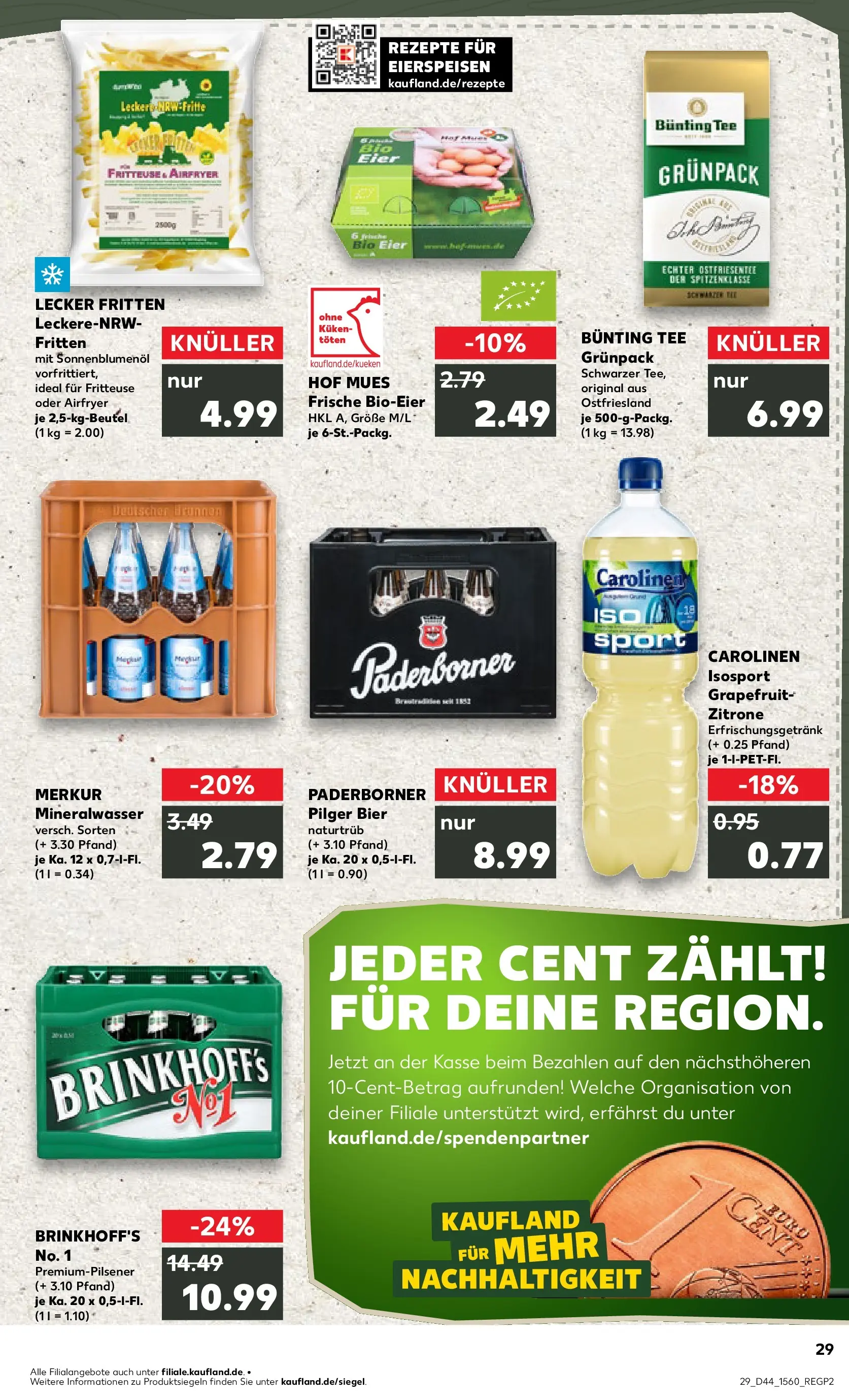 Prospekt Kaufland ab 03.11.2025 » Angebote Online zum Blättern | Seite: 29 | Produkte: Eier, Sonnenblumenol, Mineralwasser, Tee