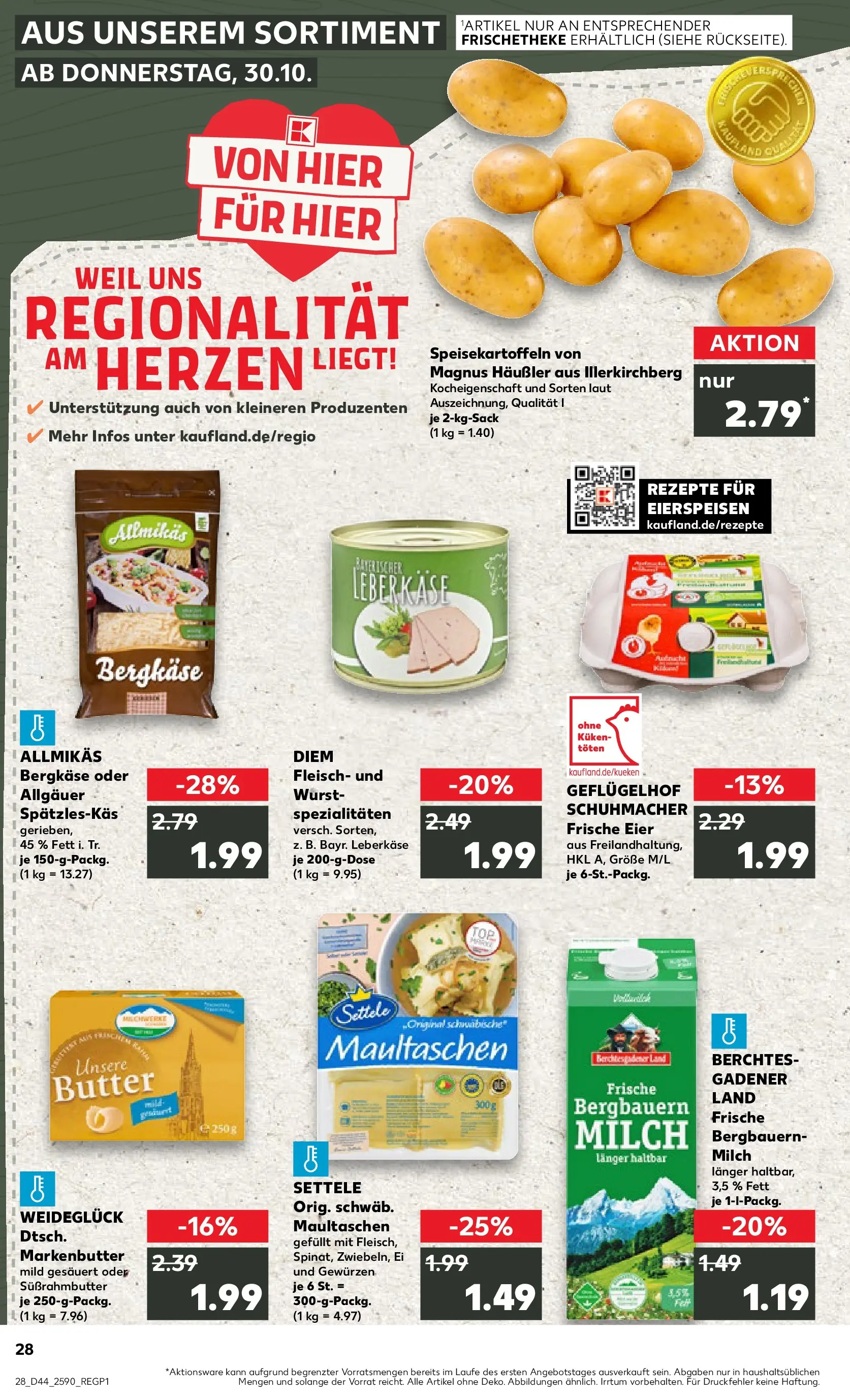 Prospekt Kaufland ab 03.11.2025 » Angebote Online zum Blättern | Seite: 28 | Produkte: Eier, Maultaschen, Fleisch, Leberkase