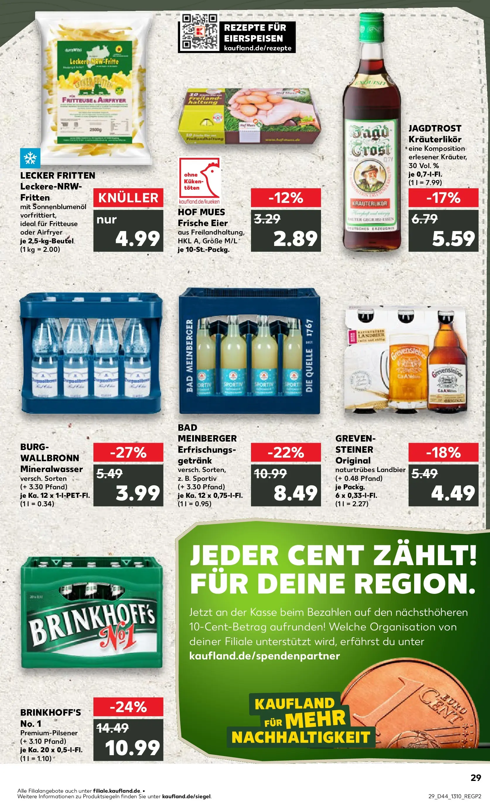Prospekt Kaufland ab 03.11.2025 » Angebote Online zum Blättern | Seite: 29 | Produkte: Eier, Sonnenblumenol, Bad, Mineralwasser