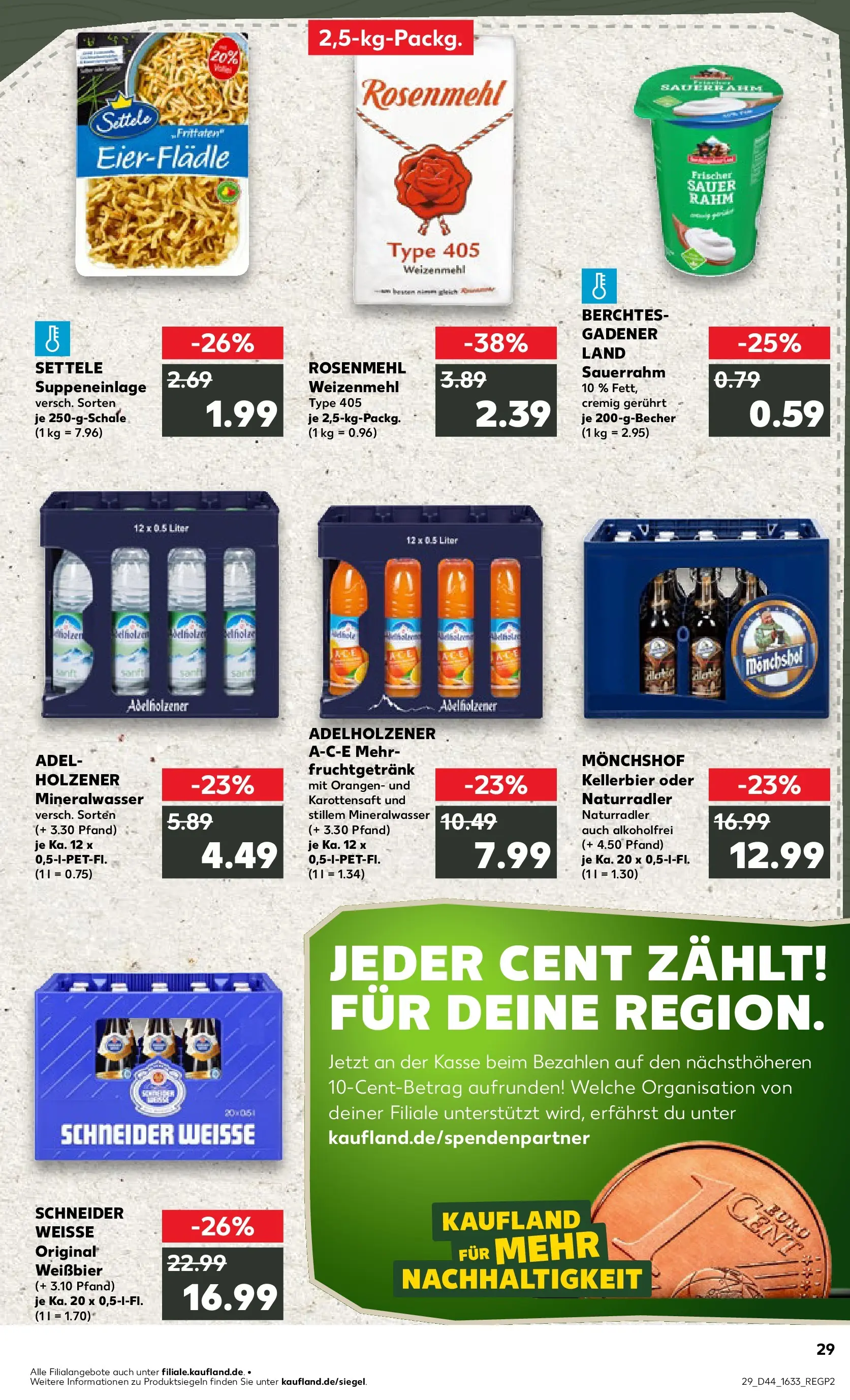 Prospekt Kaufland ab 03.11.2025 » Angebote Online zum Blättern | Seite: 29 | Produkte: Monchshof, Weißbier, Mineralwasser, Sauerrahm