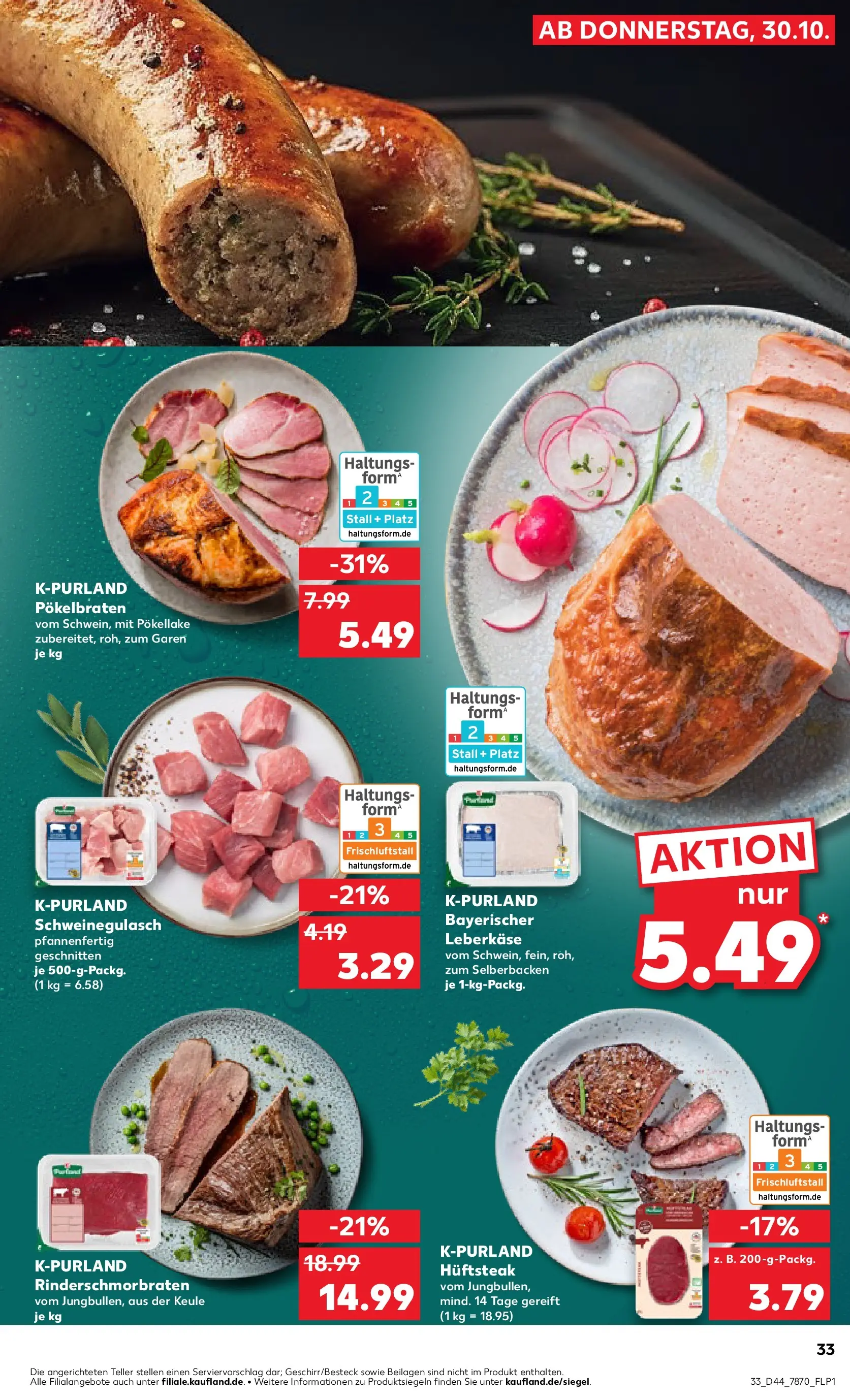 Prospekt Kaufland ab 03.11.2025 » Angebote und Werbung Online | Seite: 33 | Produkte: Schweinegulasch, Steak, Leberkase Prospekt Kaufland ab 03.11.2025 » Angebote Online zum Blättern | Seite: 33 | Produkte: Schweinegulasch, Steak, Leberkase