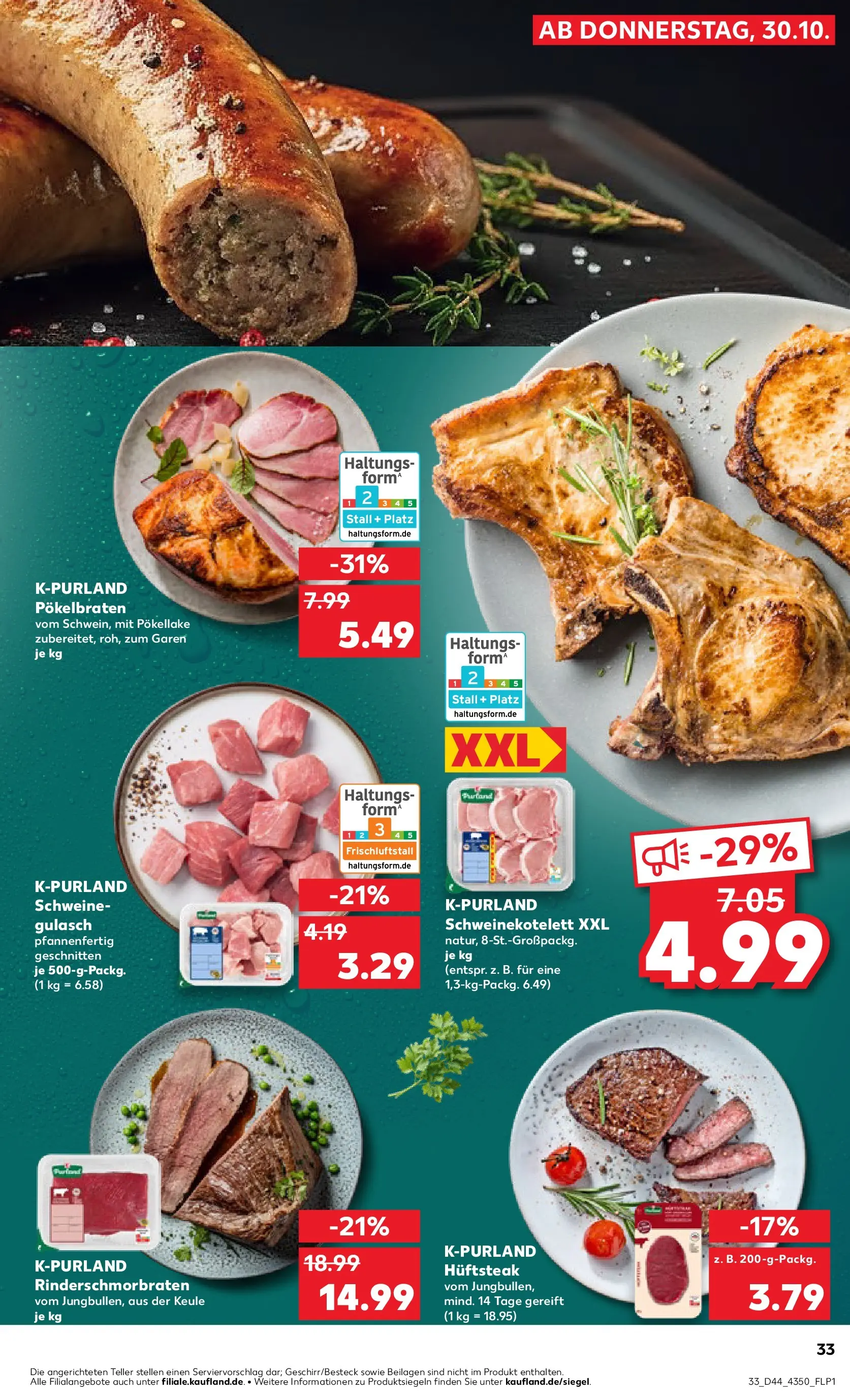 Prospekt Kaufland ab 03.11.2025 » Angebote Online zum Blättern | Seite: 33 | Produkte: Schweinegulasch, Gulasch, Steak